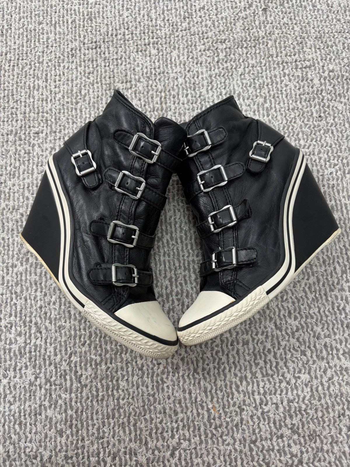 Ash Thelma Wedge Genial Buckled Leather Size 36-36.5