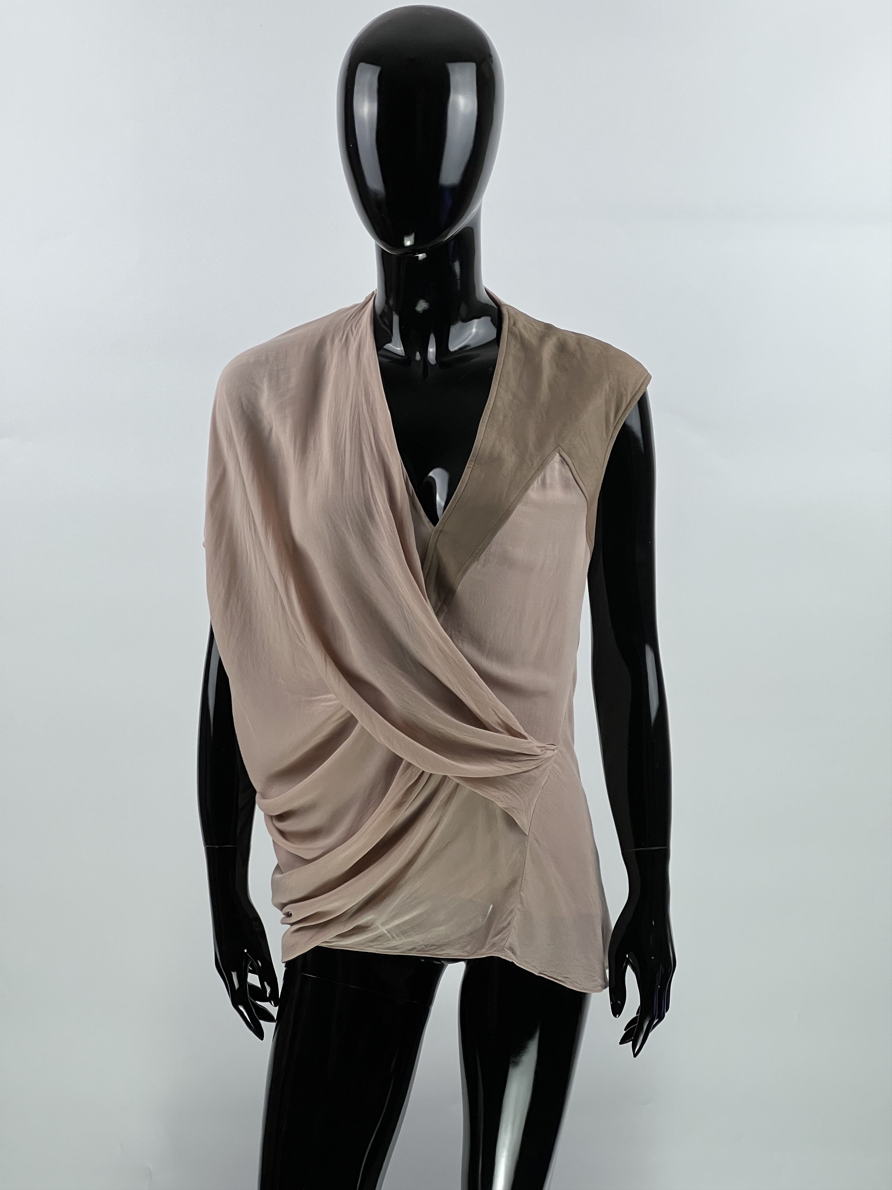 Helmut Lang Helmut Lang Asymmetrical Ruched Sleeveless Blouse Leather Size S / US 4 / IT 40 - 1 Thumbnail