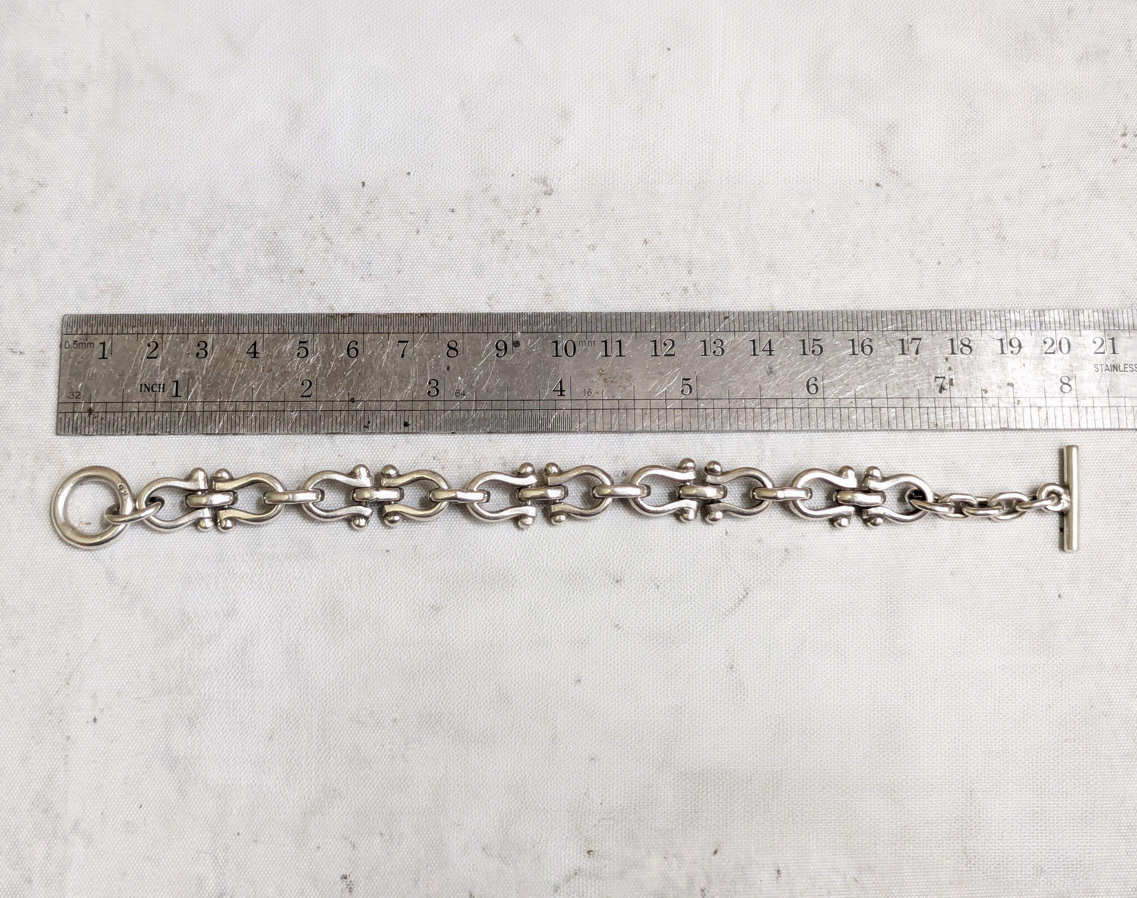 Jewelry Vintage Sterling Silver Equestrian Bracelet 6.75" Stirrup Size 26 - 15 Thumbnail