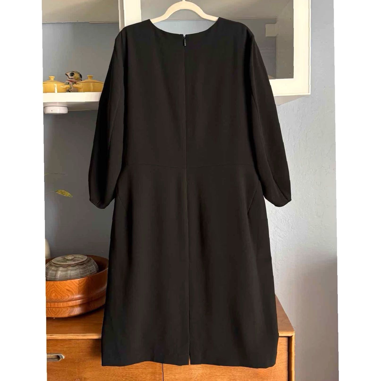 Vintage Lafayette 148 New York Wynona Finesse Crepe Shift Dress Black Size 18 Size XXL / US 16-18 / IT 52-54 - 3 Thumbnail
