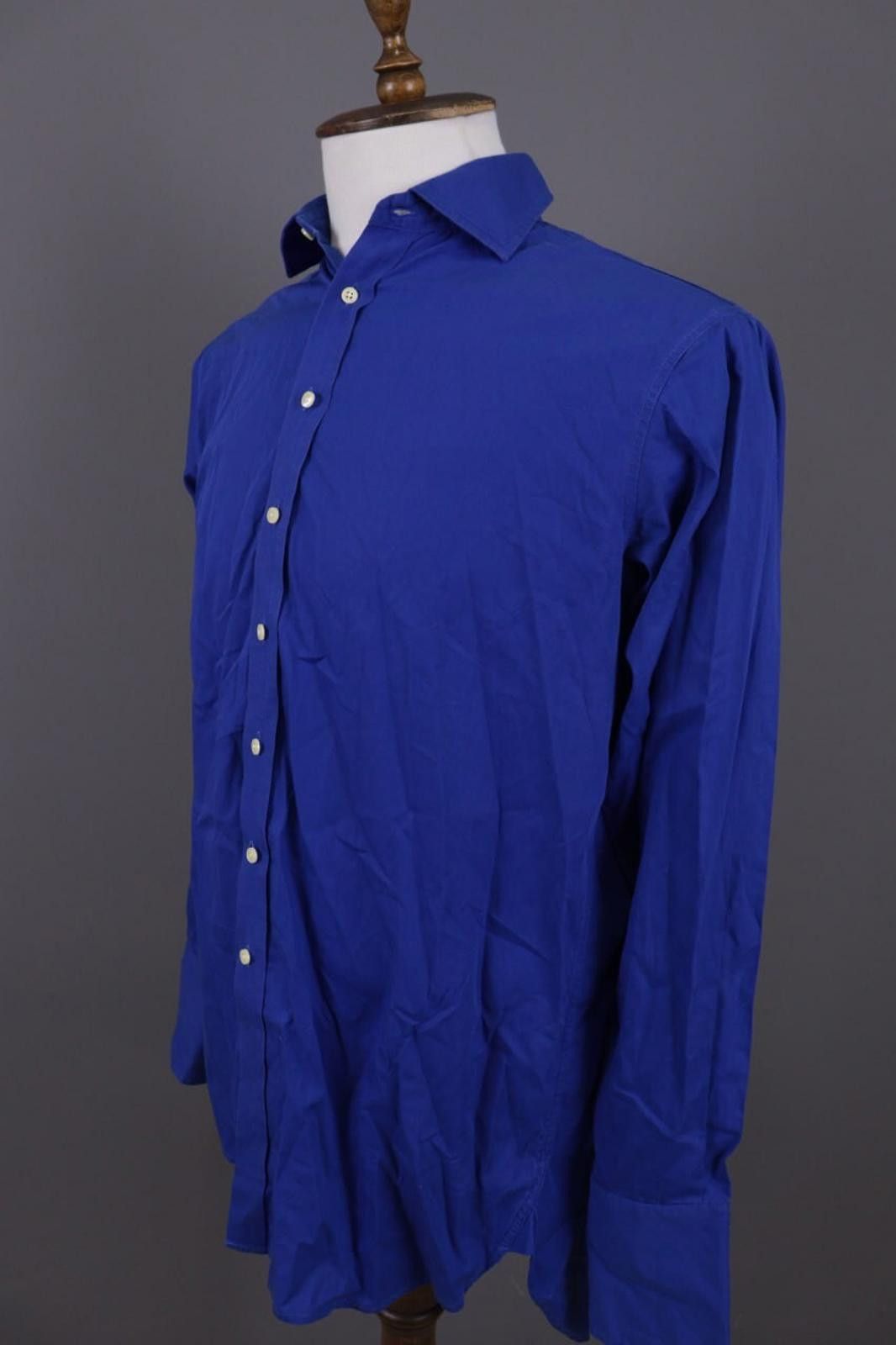 Designer Hackett London All Cotton Blue Shirt Size 39 / 15 1/2 Size US M / EU 48-50 / 2 - 7 Thumbnail