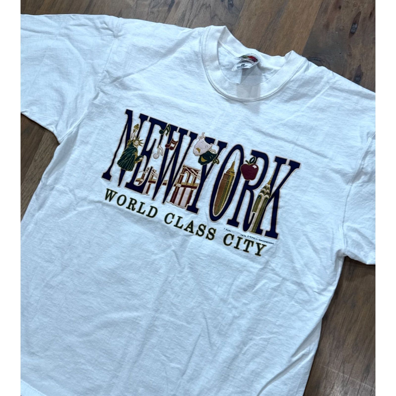 Vintage New York Shirt Mens L White Graphic Print World Class City 1990s, Men's — image 2 of 6