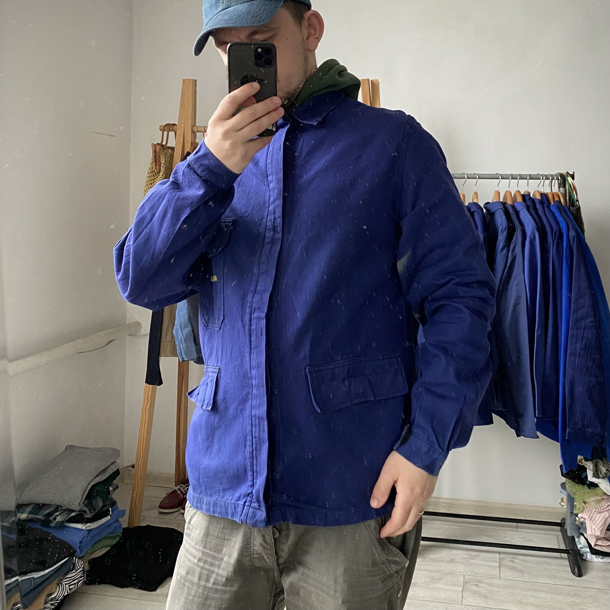 Le Laboureur Vintage 80s Faded Sanfor French Chore jacket Work le mont Size US M / EU 48-50 / 2 - 2 Thumbnail