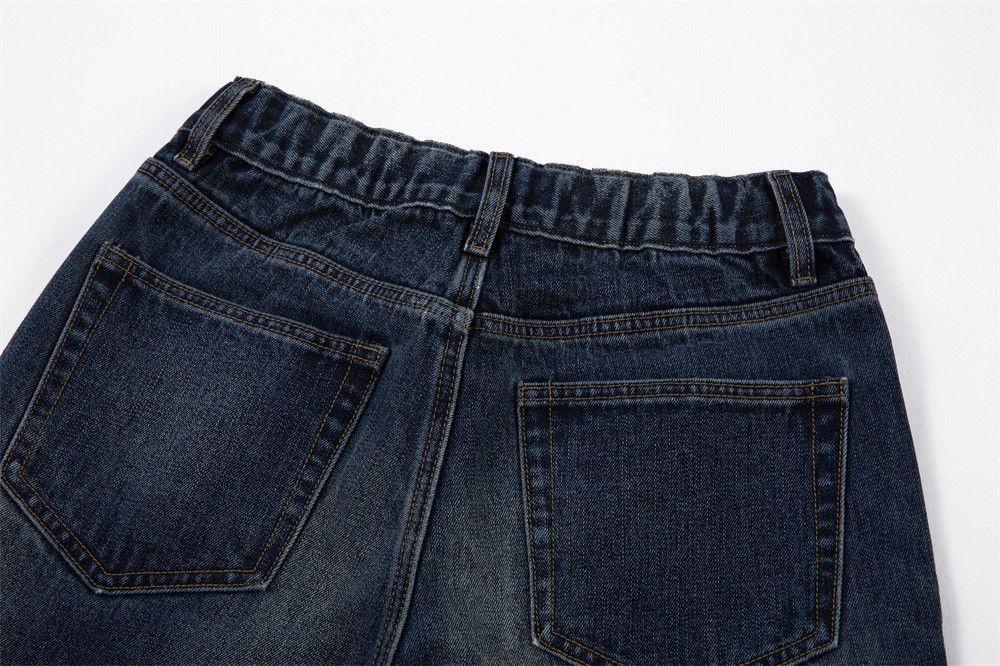 Jean Vintage men's casual drawstring distressed washed jeans Size US 32 / EU 48 - 5 Thumbnail