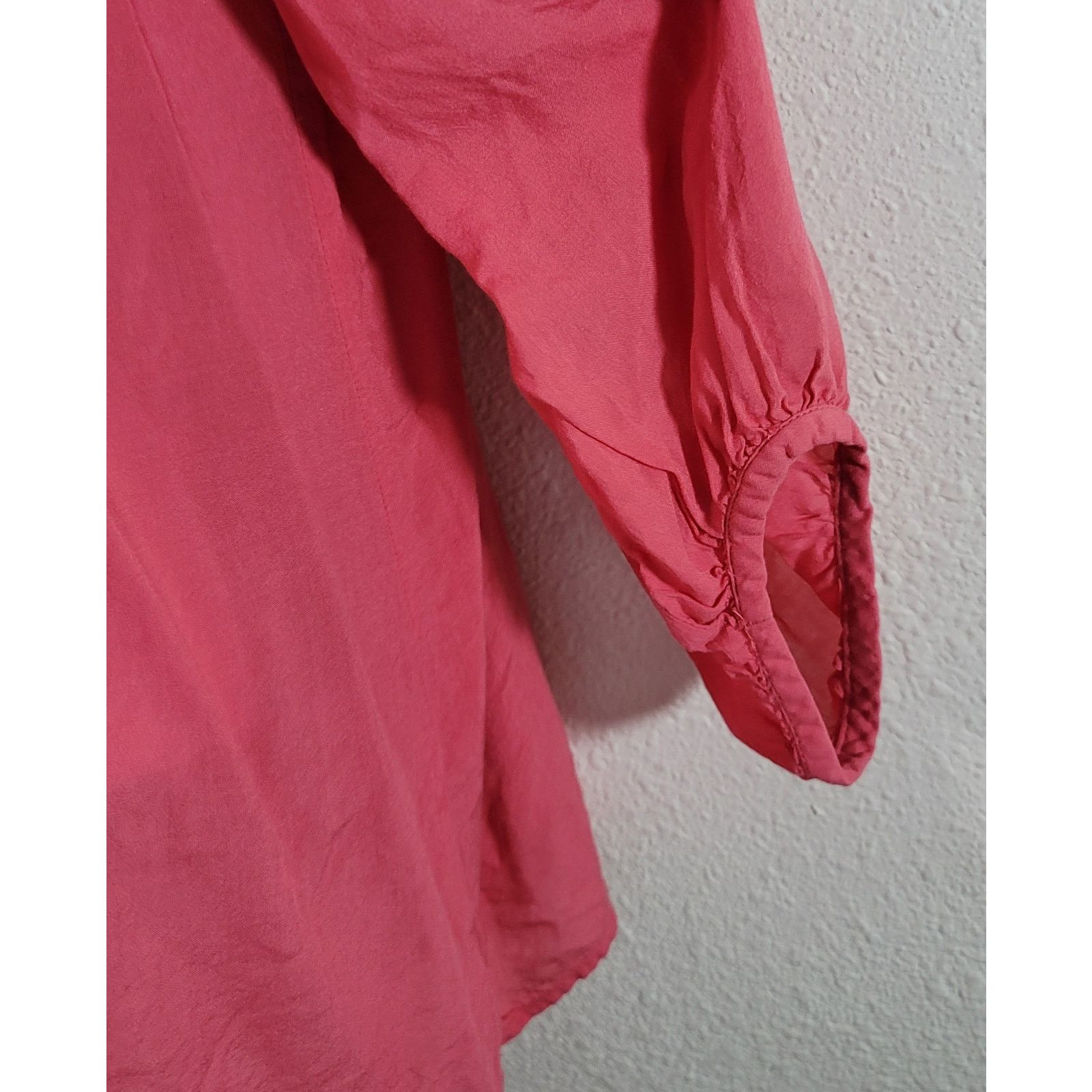 Other Loft Pink Coral Pleated Bodice Button Up Top Medium Flowy Size M / US 6-8 / IT 42-44 - 6 Thumbnail