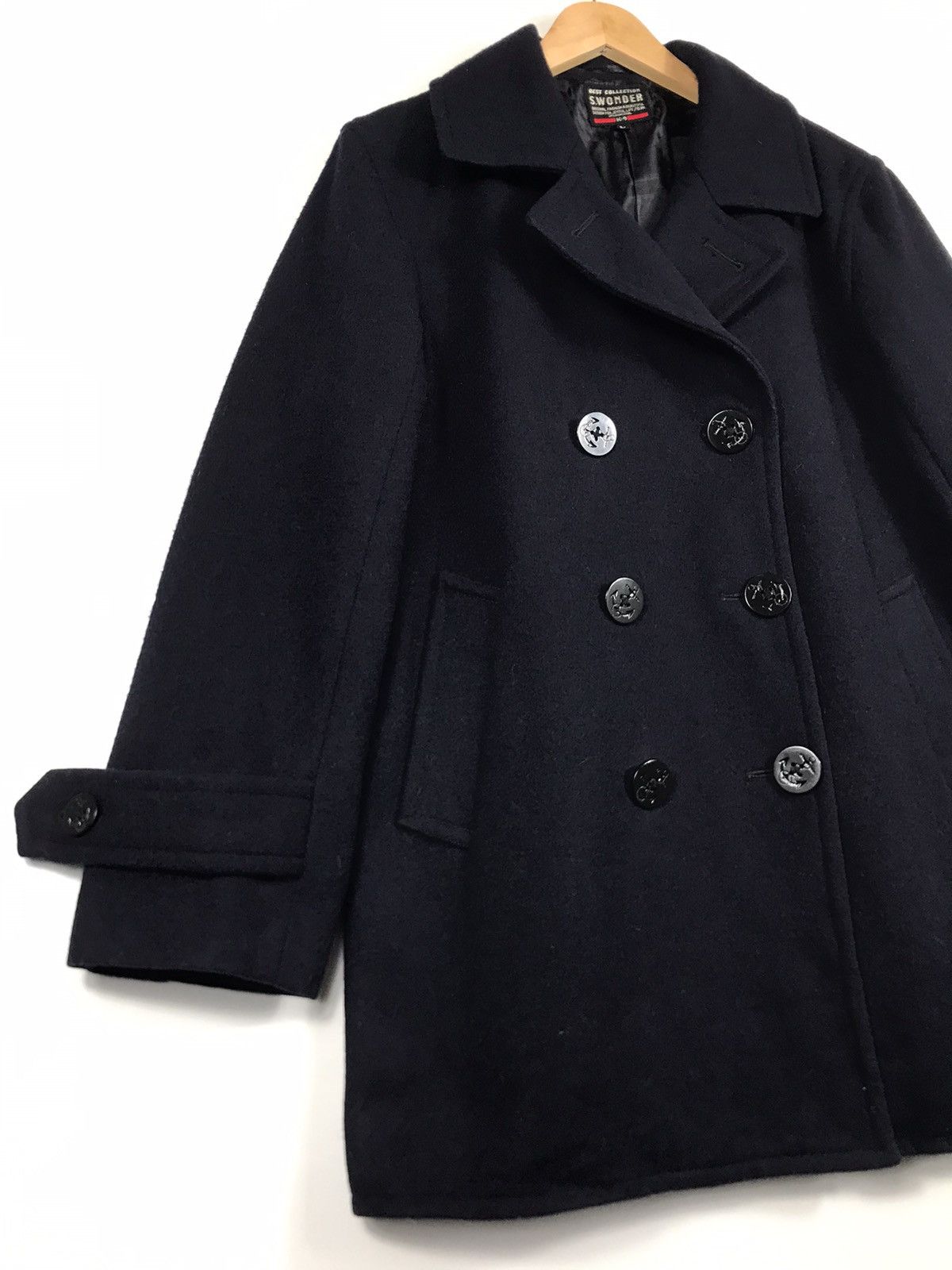 Vintage ⚡️Vintage S.Wonder Wool Double Breast Peacoat Jacket Size US L / EU 52-54 / 3 - 2 Thumbnail