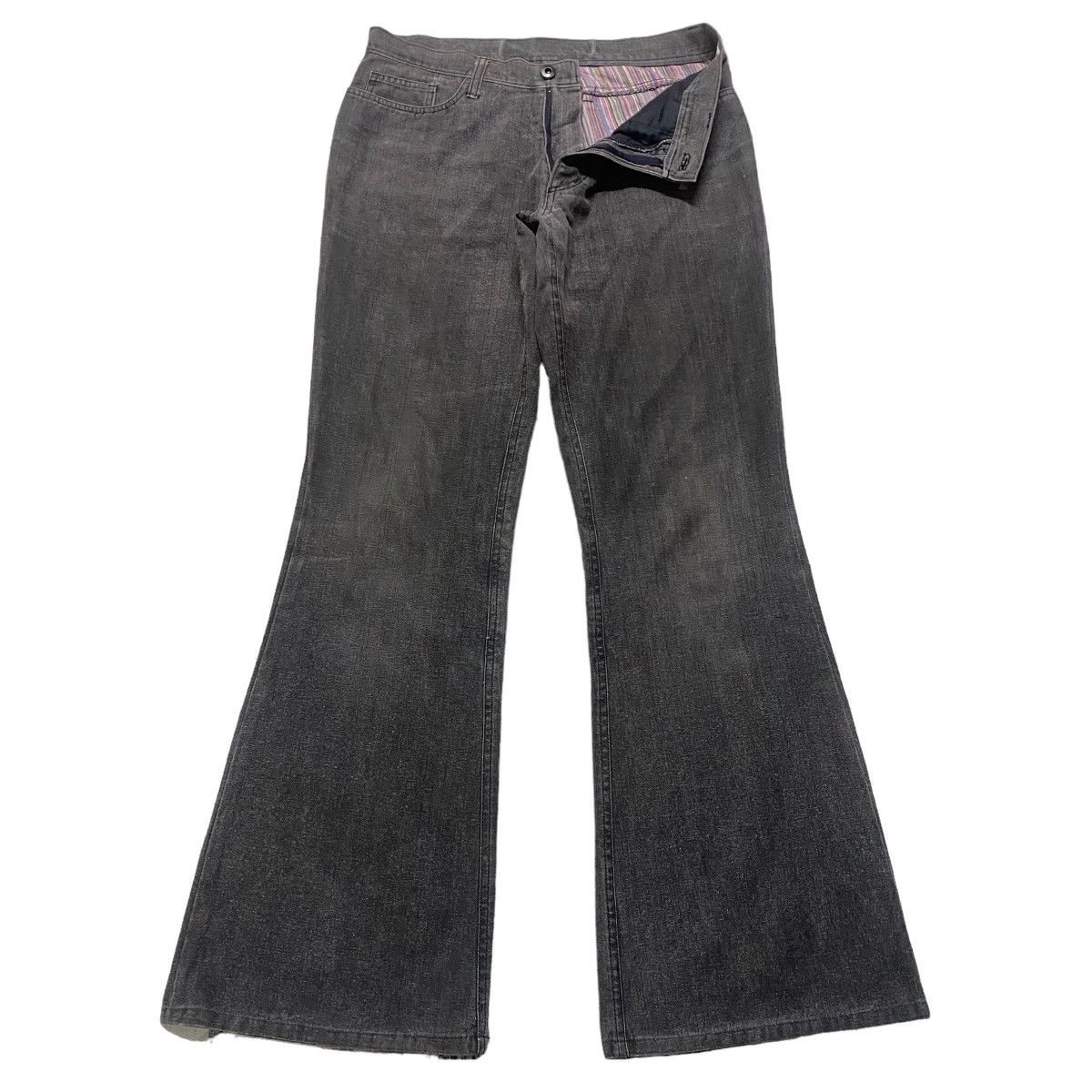 Japanese Brand DOMON HOMME Rainbow Super Flare Denim Jeans Faded Black Size US 31 - 2 Thumbnail