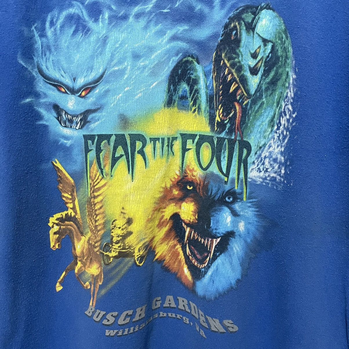 Vintage 90s Busch Gardens Amusement Park Fear The Four Promo Tee Size US L / EU 52-54 / 3 - 2 Thumbnail