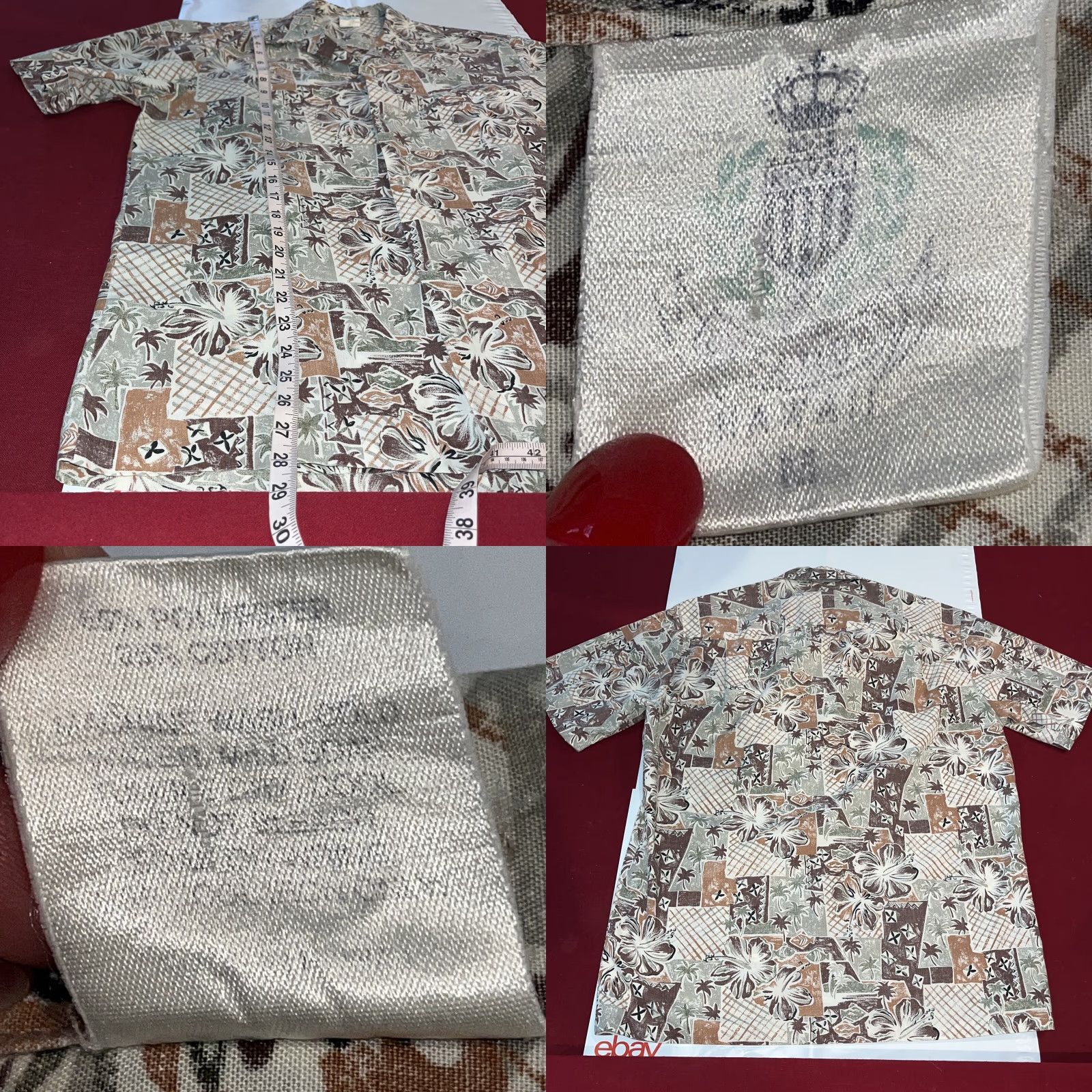Vintage VINTAGE Royal Creations Hawaiian Shirt Button-Up Short Sleeve Mens M Tan Olive Brown Palm Trees Flowers Geometric Size US M / EU 48-50 / 2 - 8 Thumbnail
