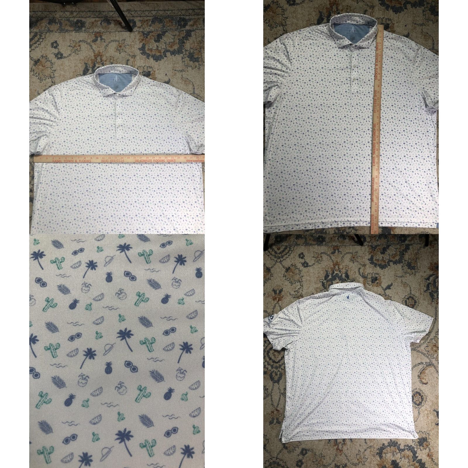 johnnie-O Johnnie-O Featherweight Polo Shirt Mens 2XL White Tropical Golf Short Sleeve Size US XXL / EU 58 / 5 - 8 Thumbnail