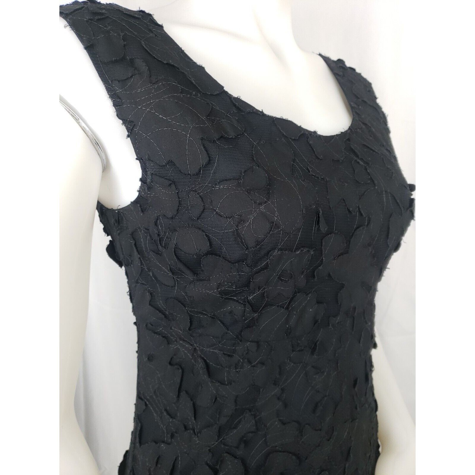 Designer Sleeveless Little Black Dress Paris France 38 US S Applique Size S / US 4 / IT 40 - 3 Thumbnail