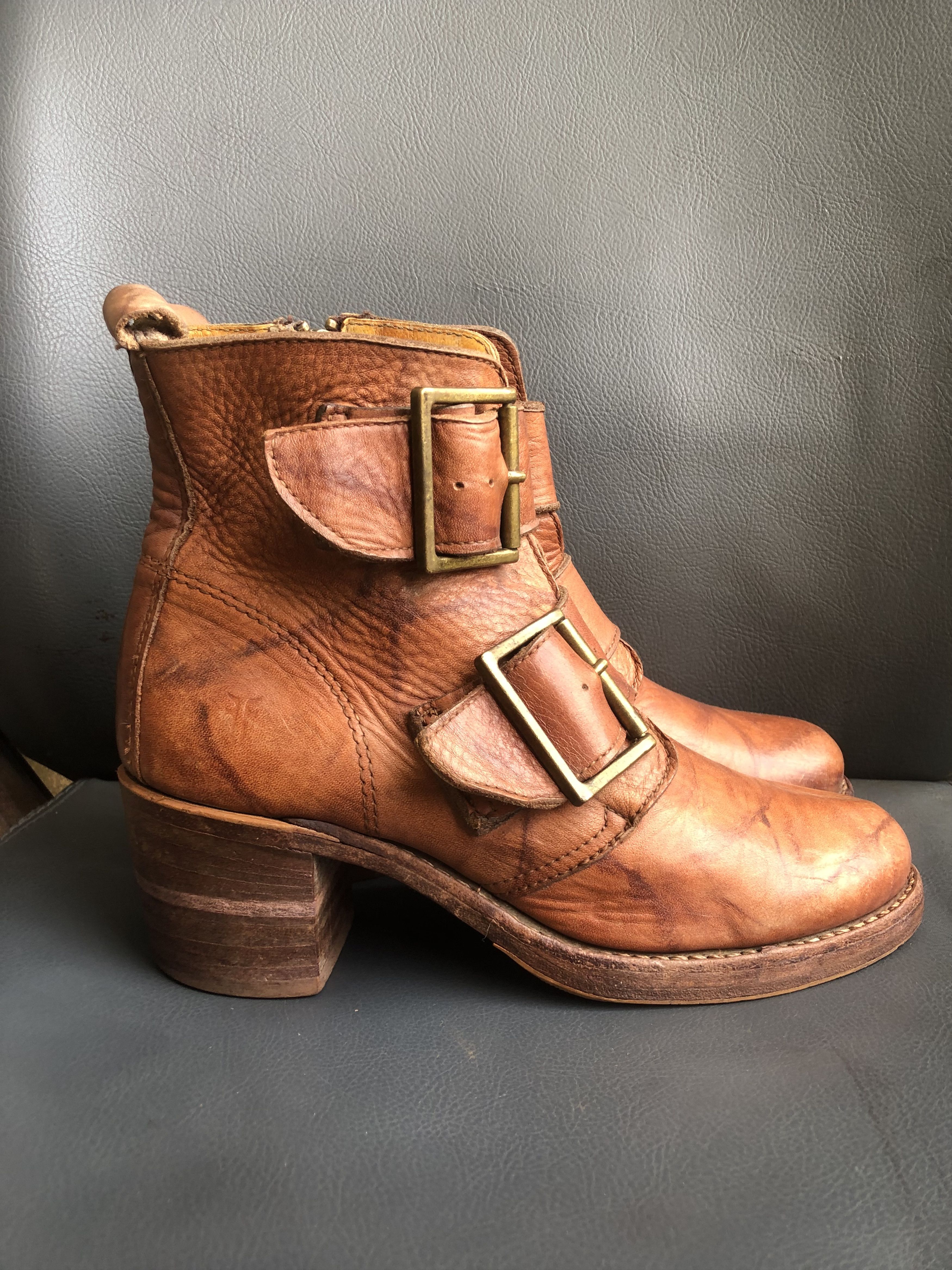 Frye Brown Leather Women’s Boots Size 7 US Made in USA