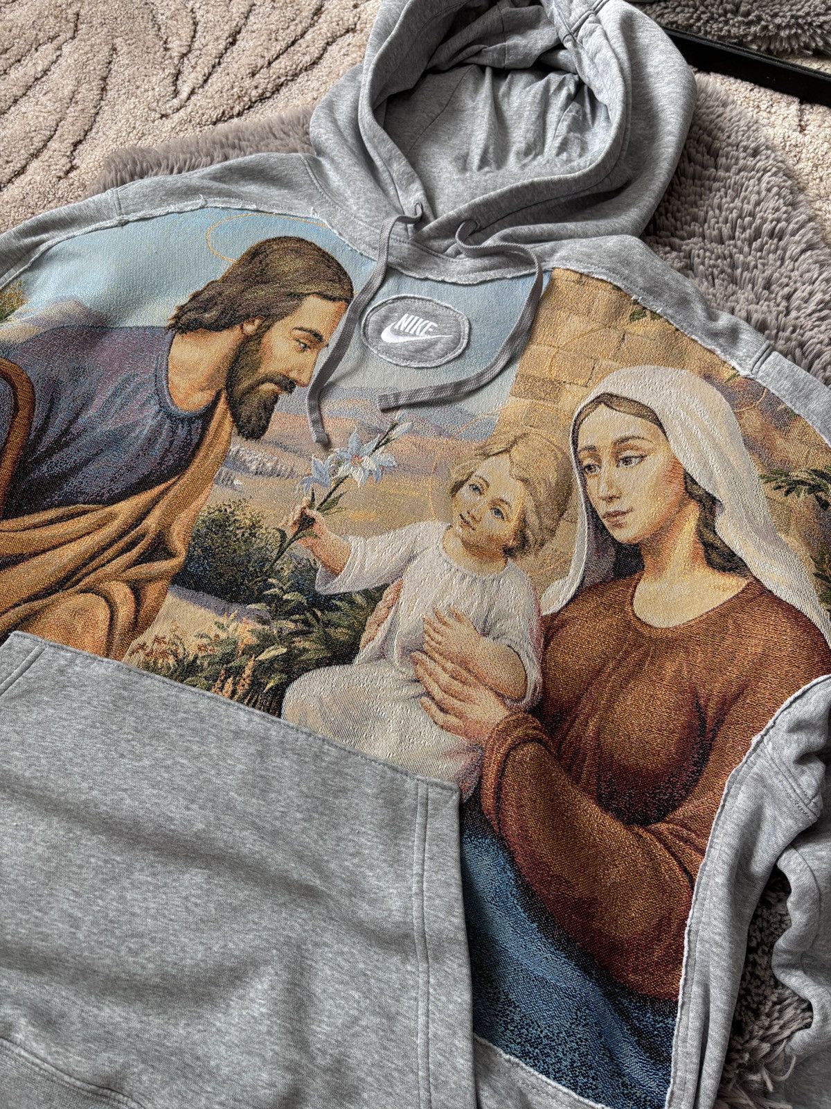 Nike Nike Reworked Junya Watanabe style Jesus gray hoodie Size US XL / EU 56 / 4 - 3 Thumbnail