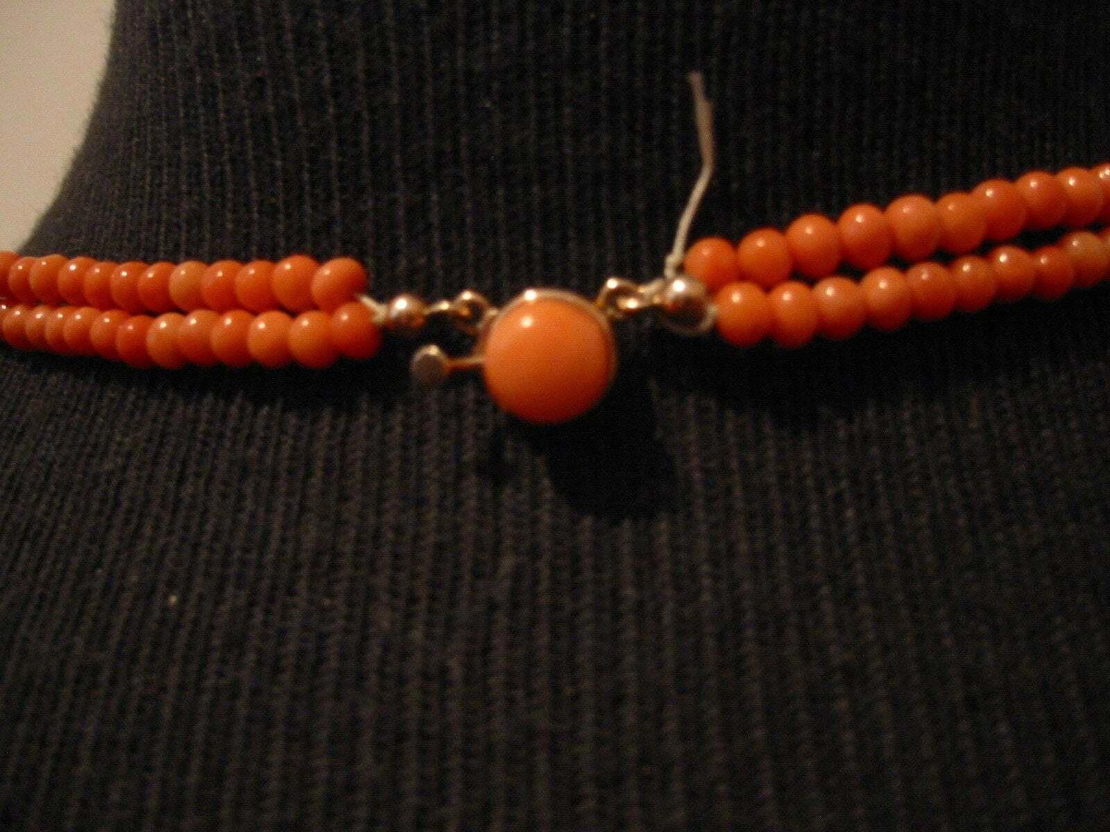 Designer Victorian Double Strand of Smooth Red Coral 14kt Gold Clasp Size ONE SIZE - 2 Thumbnail