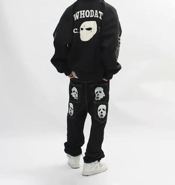 Japanese Brand × Jean Black face print washed straight jeans Size US 32 / EU 48 - 2 Thumbnail