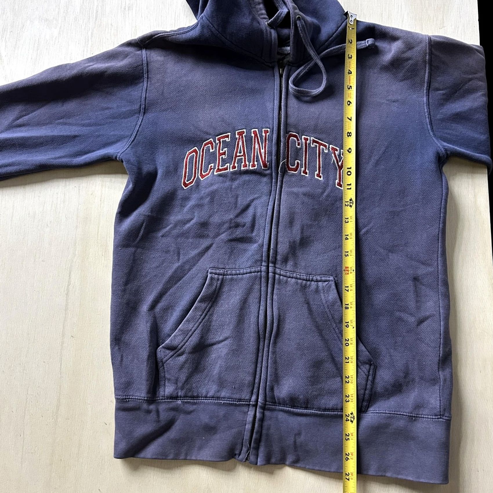 Vintage Too Cool Hoodie Mens Small Blue Fleece Full Zip Ocean City Beach Sweatshirt Size US S / EU 44-46 / 1 - 4 Thumbnail