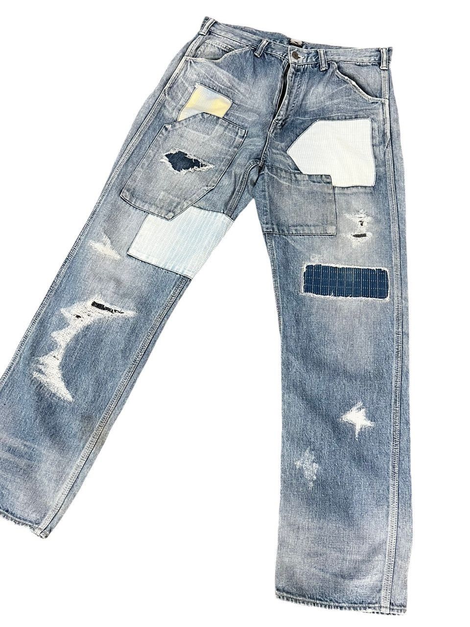 Momotaro Jeans Momotaro Patchwork Denim Jeans Size US 35 - 2 Thumbnail