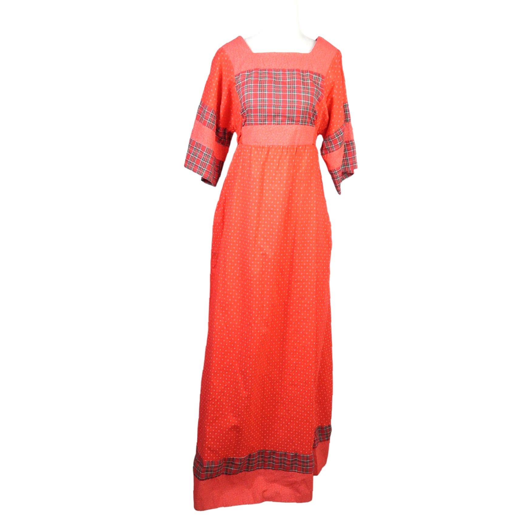 Vintage VINTAGE Brass Plum Maxi Dress 80s Red Plaid Floral Prairie 13 Cotton Bohemian Size 13 Women Size XL / US 12-14 / IT 48-50 - 2 Thumbnail