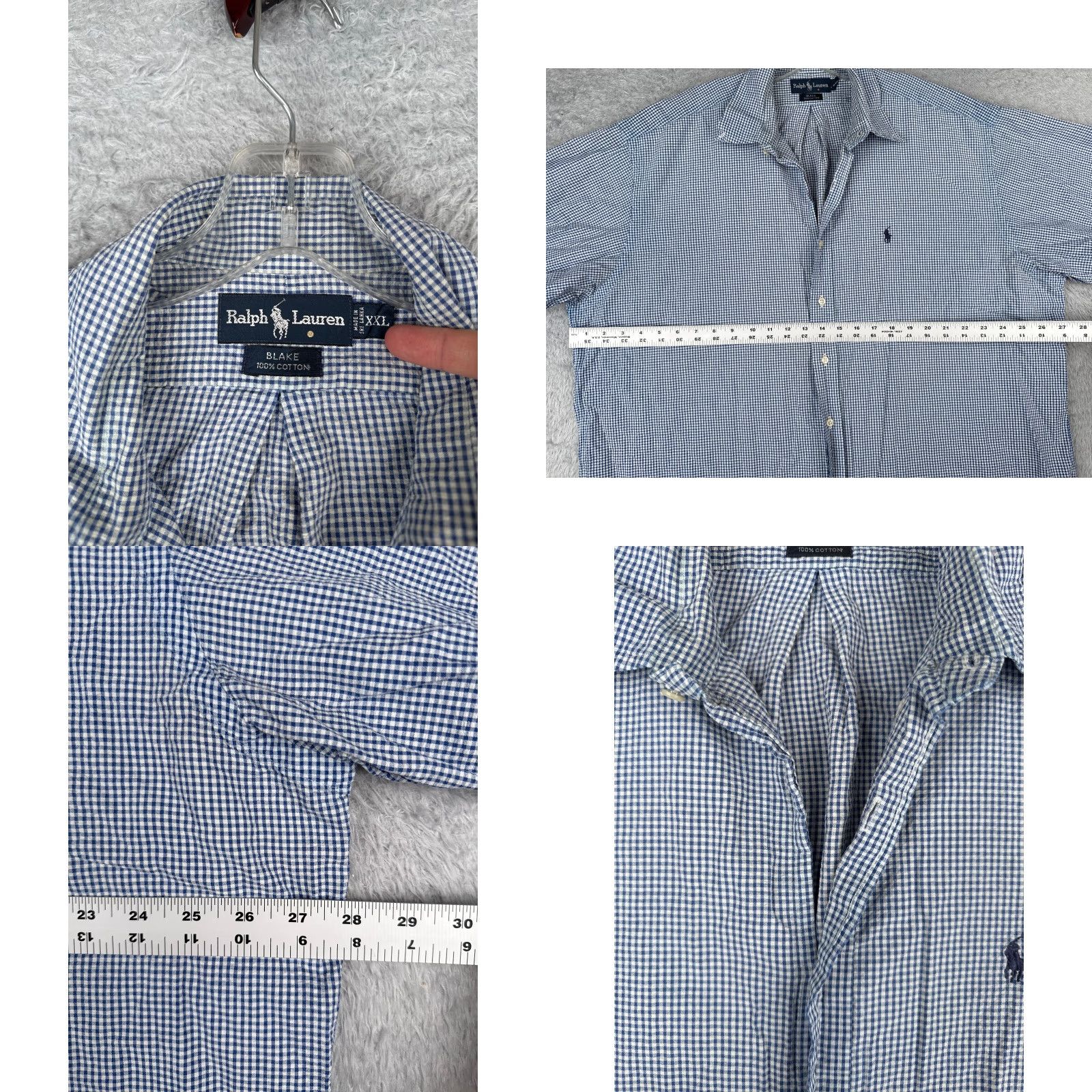Ralph Lauren VINTAGE Ralph Lauren Men's Shirt 2XL Short Sleeve Plaid Button-Up Casual Fall Winter Blue Size US XXL / EU 58 / 5 - 8 Thumbnail