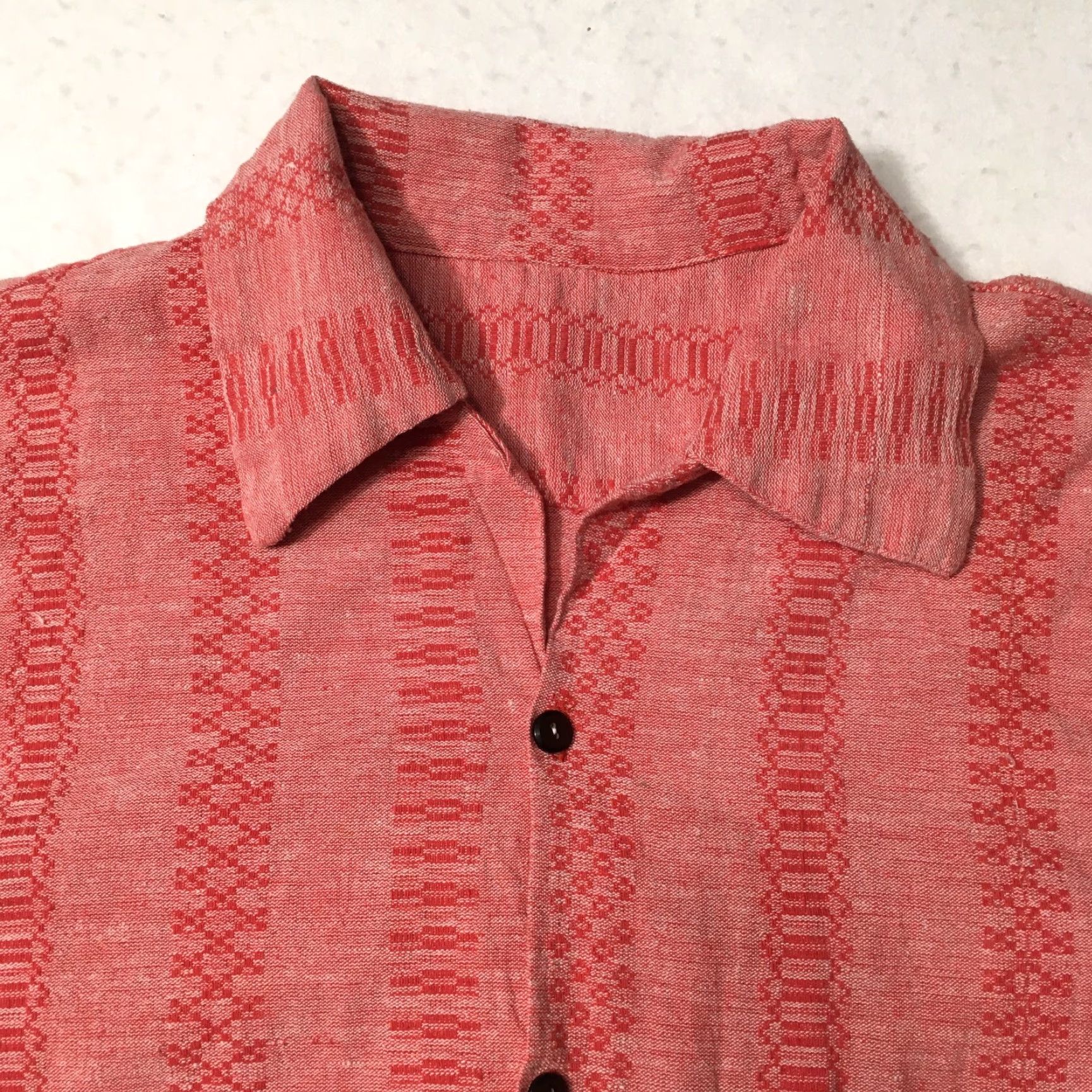 Vintage VINTAGE Herringbone Shirt XL Slim Button-Up Casual Men Short Sleeve Collared Spread Knit/Blends Shirt Size US XL / EU 56 / 4 - 2 Thumbnail