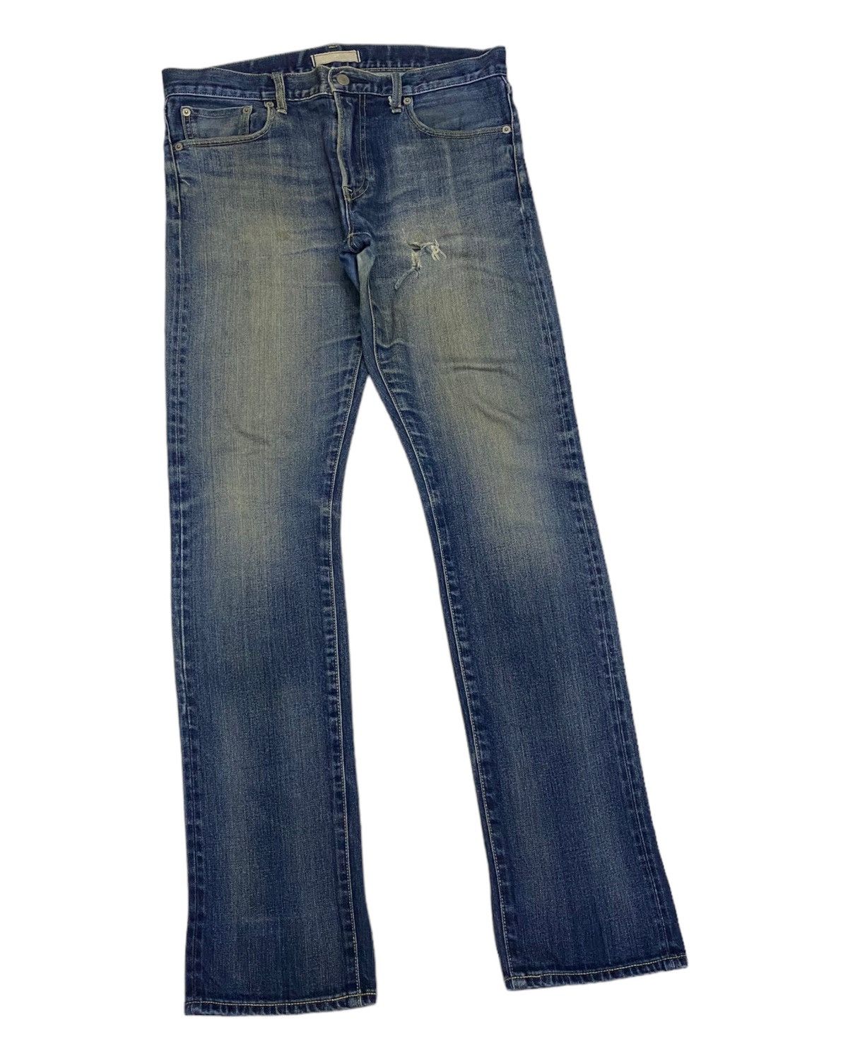 Undercover × Uniqlo VINTAGE UNIQLO SELVEDGE DISTRESSED DENIM SLIM SKINNY JEANS Size US 33 - 9 Thumbnail