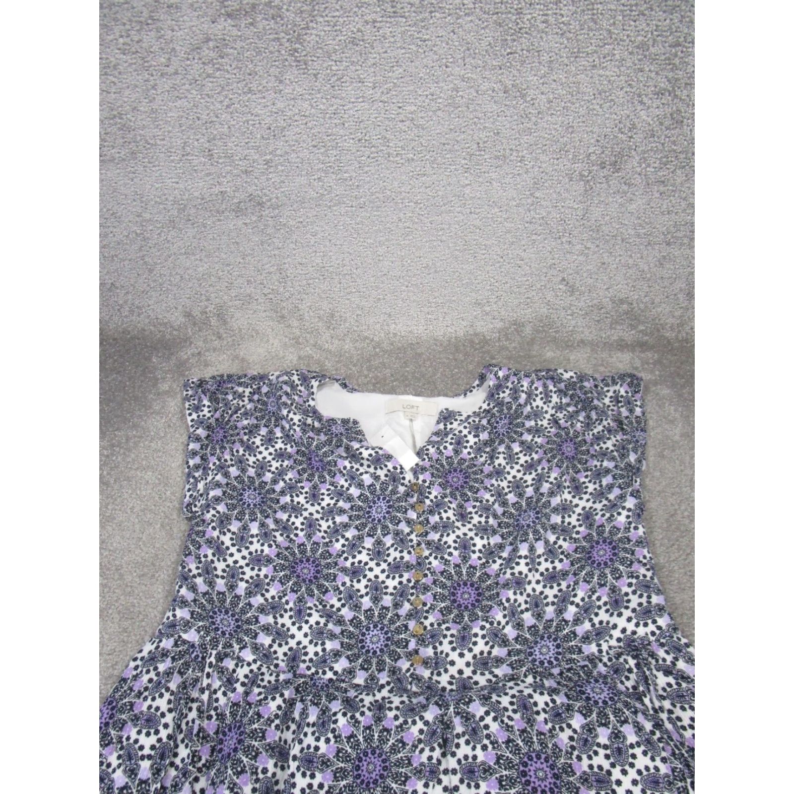 Loft LOFT Women Mini Dress - Floral Tie Waist Sleeveless, White, Medium, Casual, Polyester, NEW Size M / US 6-8 / IT 42-44 - 2 Thumbnail
