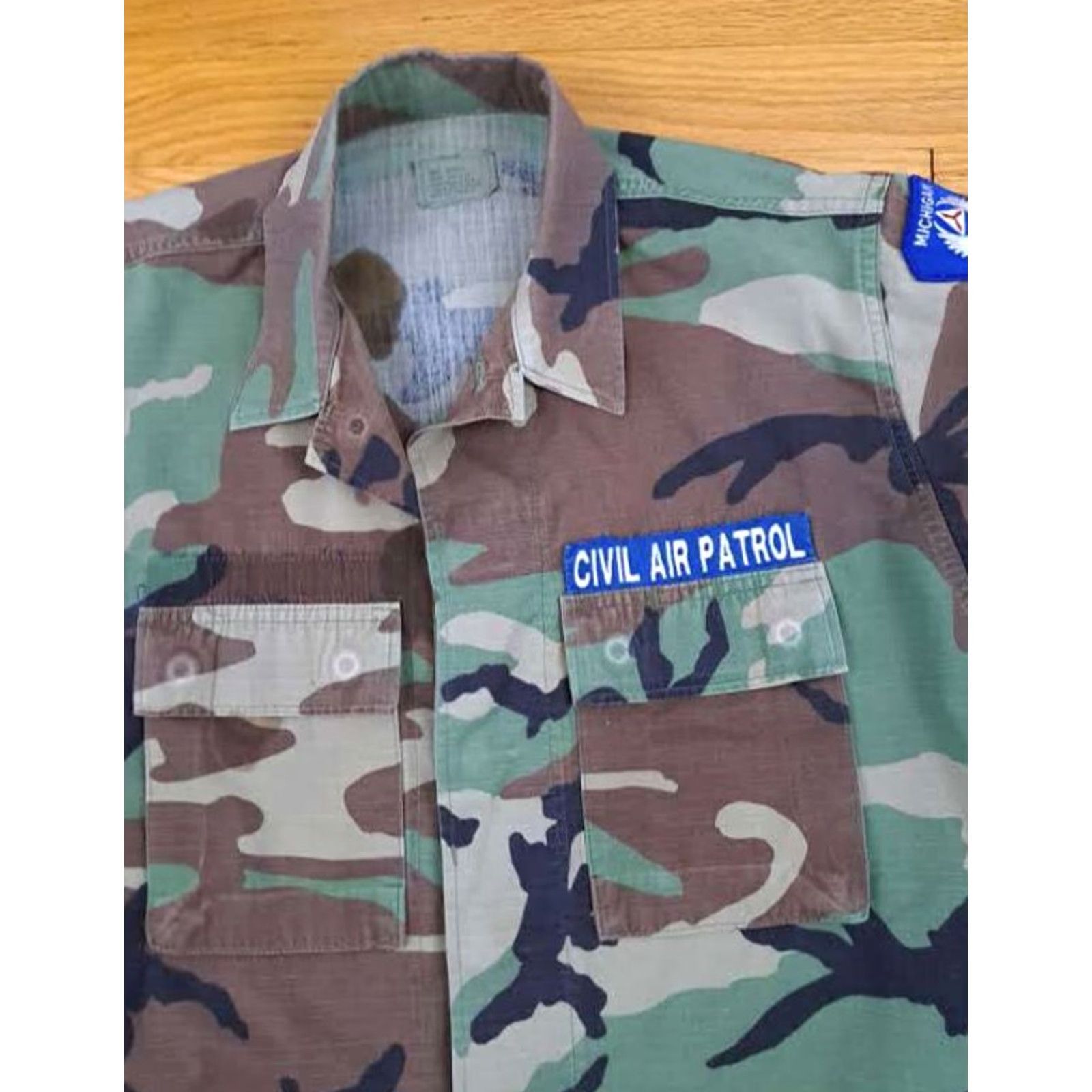Vintage VINTAGE Michigan 63 Civil Air Patrol Camouflage Field Shirt Small Regular Size US S / EU 44-46 / 1 - 2 Thumbnail
