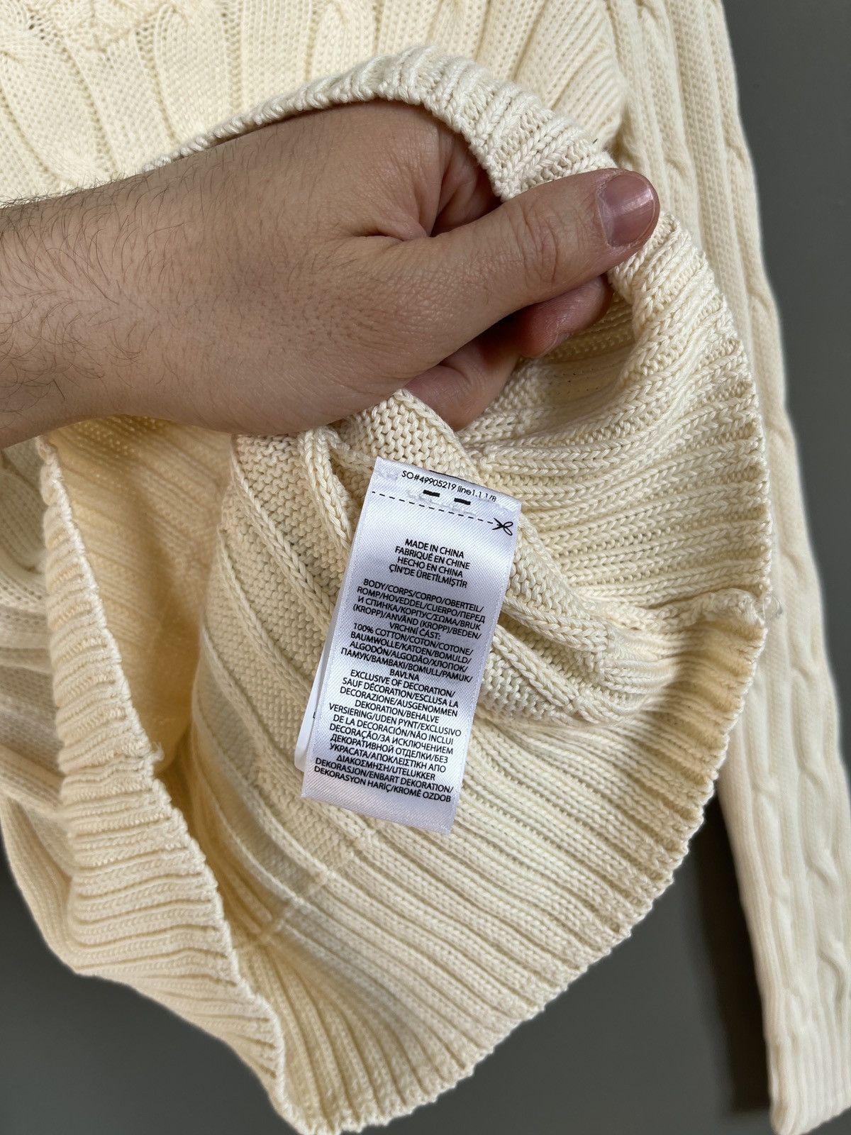 Polo Ralph Lauren Polo Ralph Lauren Kimberly Cable Knit Cream V-neck Sweater Size M / US 6-8 / IT 42-44 - 10 Thumbnail
