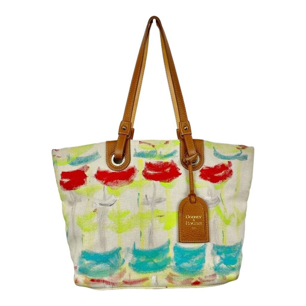 Dooney & Bourke Dooney & Bourke Canvas Leather Graffiti Multi Print Tote Bag Size ONE SIZE - 2 Thumbnail