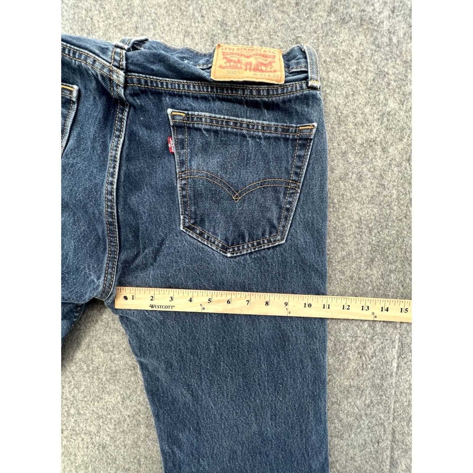 Levi's Levi's 505 Jeans Regular Fit Straight Blue Denim Size 33x32 Mens Size US 33 - 3 Thumbnail