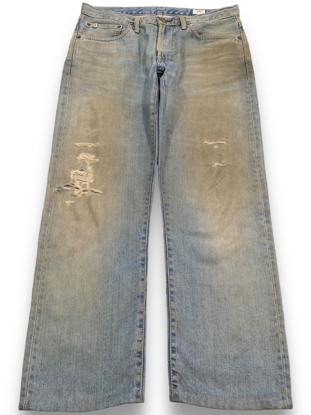 Edwin Vintage Y2K Edwin Dirt Mud Washed Loose Fit Distressed Jeans Size US 33 - 1 Thumbnail