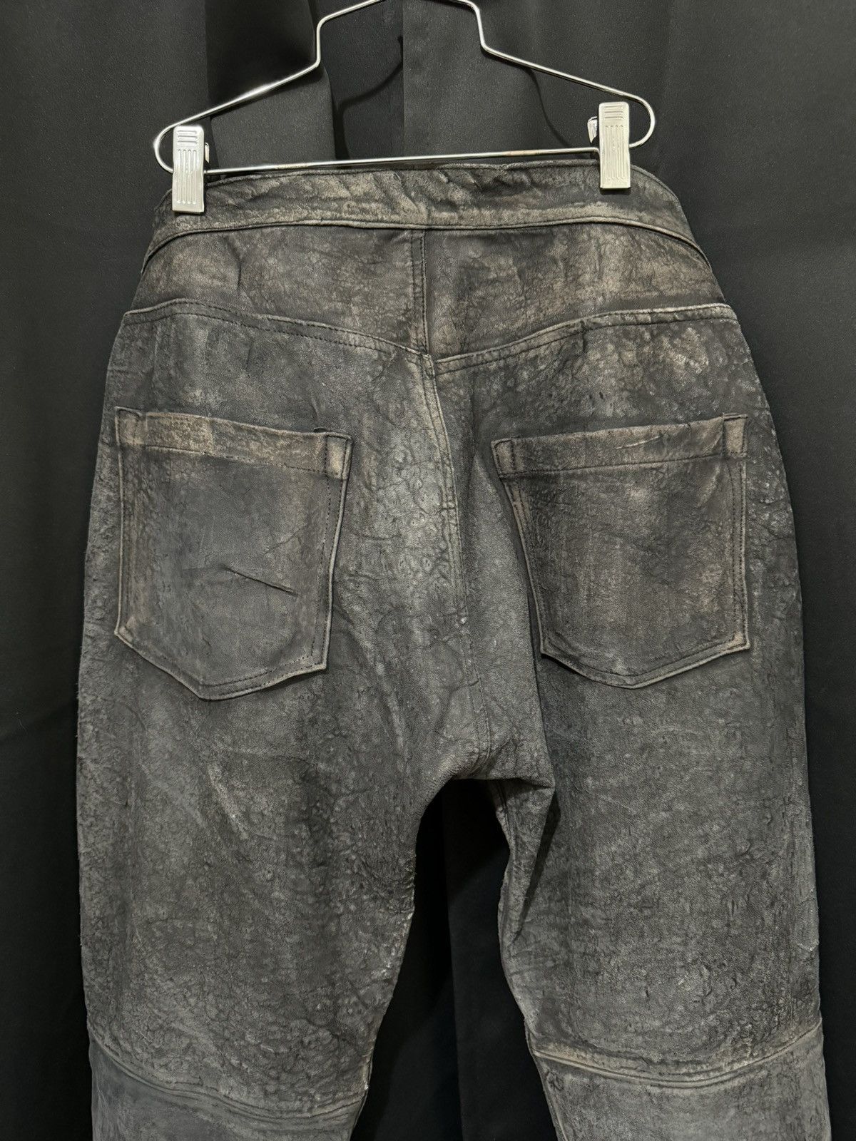 Other Black Distressed Leather Biker Pants Size US 34 / EU 50 - 4 Thumbnail