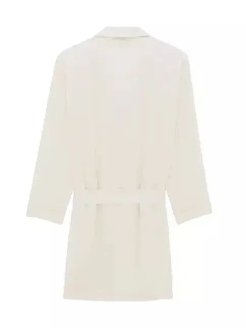 Saint Laurent Paris o1bcso1str1124 Belted Jacket In Crepe Satin in White Size US M / EU 48-50 / 2 - 2 Thumbnail