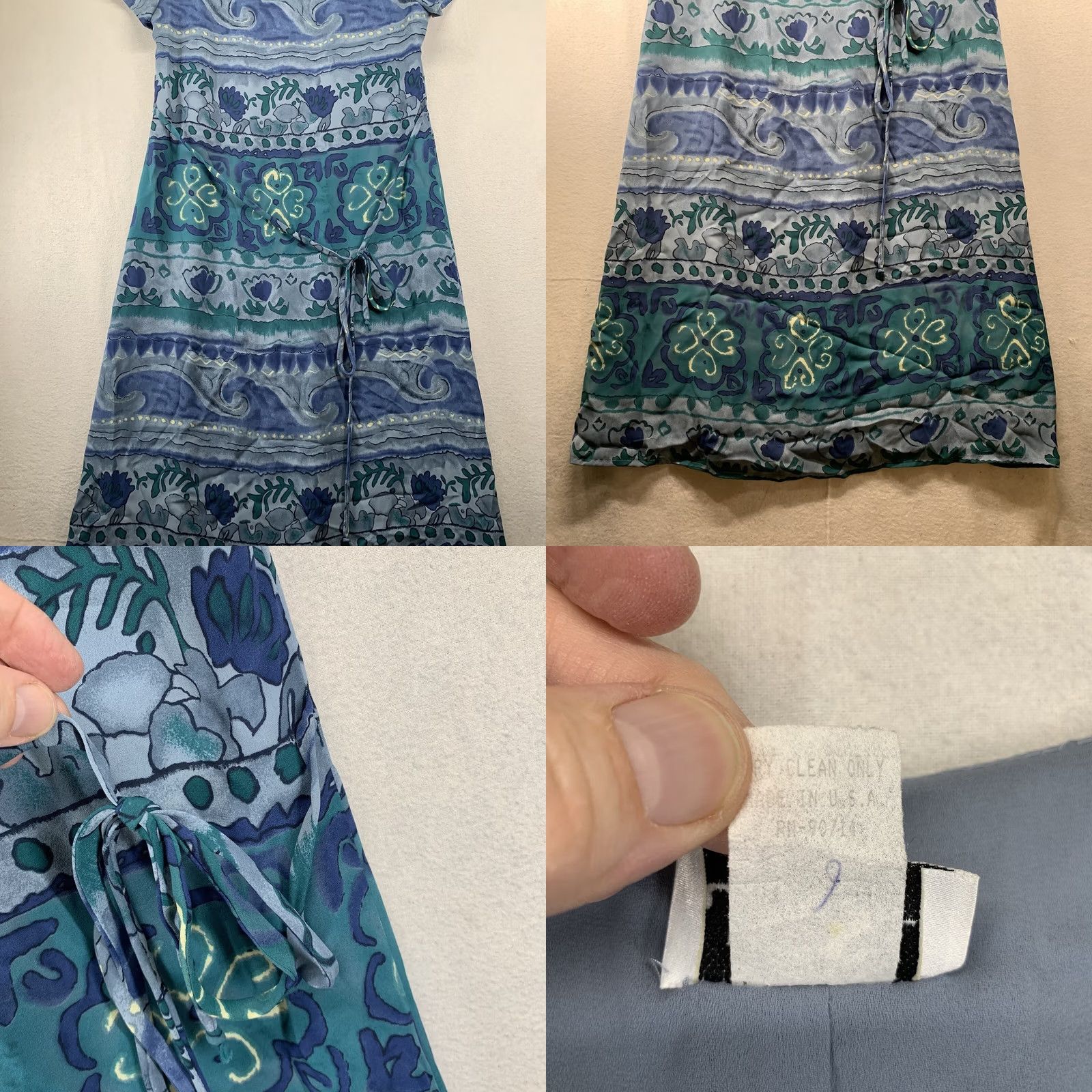 VIBE VINTAGE JBS Maxi Dress Size 6 Blue Beach Vibes Waves Art Print String Belt Women 80s 90s Size M / US 6-8 / IT 42-44 - 9 Thumbnail