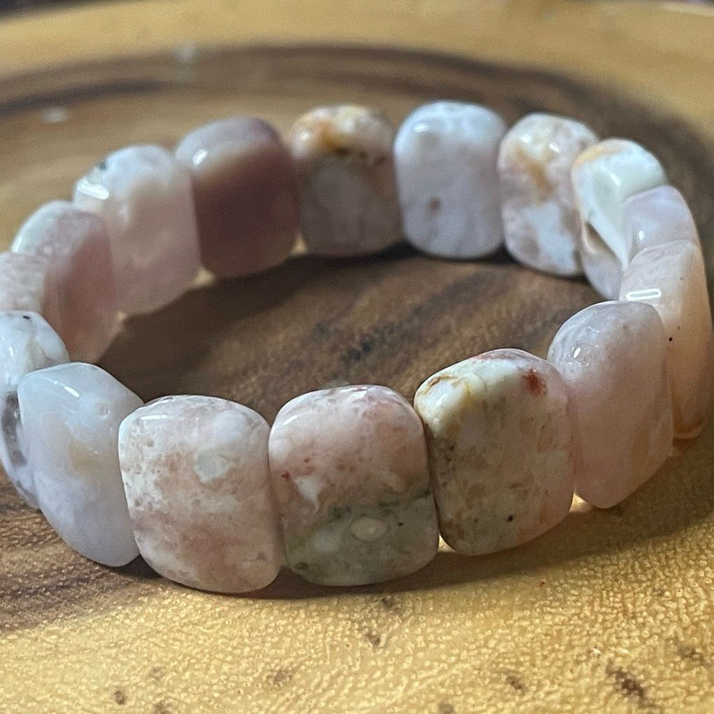 Other Pink flower agate soft bangle bracelet beaded beads new hand Size ONE SIZE - 10 Thumbnail