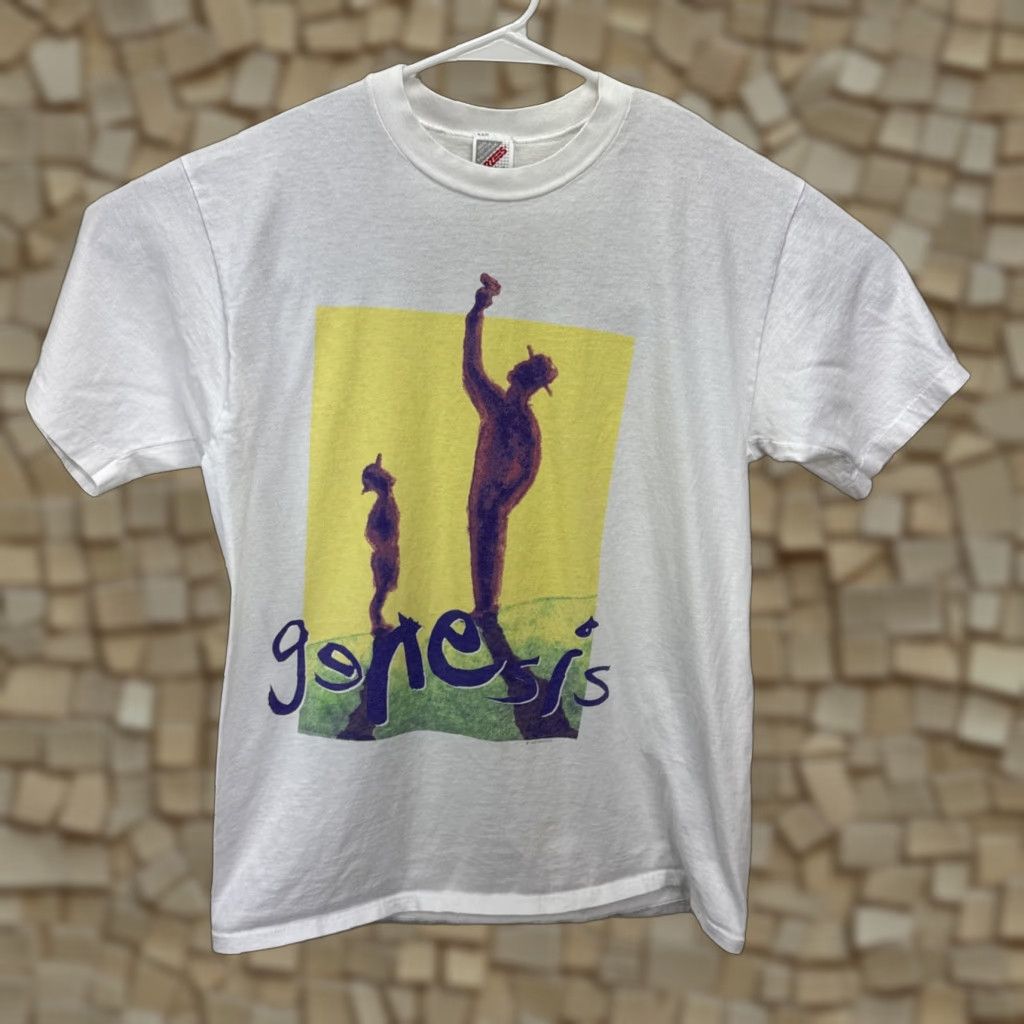 Jerzees VINTAGE Genesis Tour Double Sided T Shirt Large Men 90s White Cotton Graphics Logo Crew Neck Short Sleeve Rock Concert We Can’t Dance Size US L / EU 52-54 / 3 - 1 Thumbnail