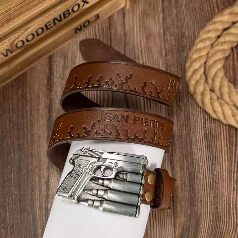 Leather Gun Buckle PU Leather Belt Size ONE SIZE - 1 Thumbnail