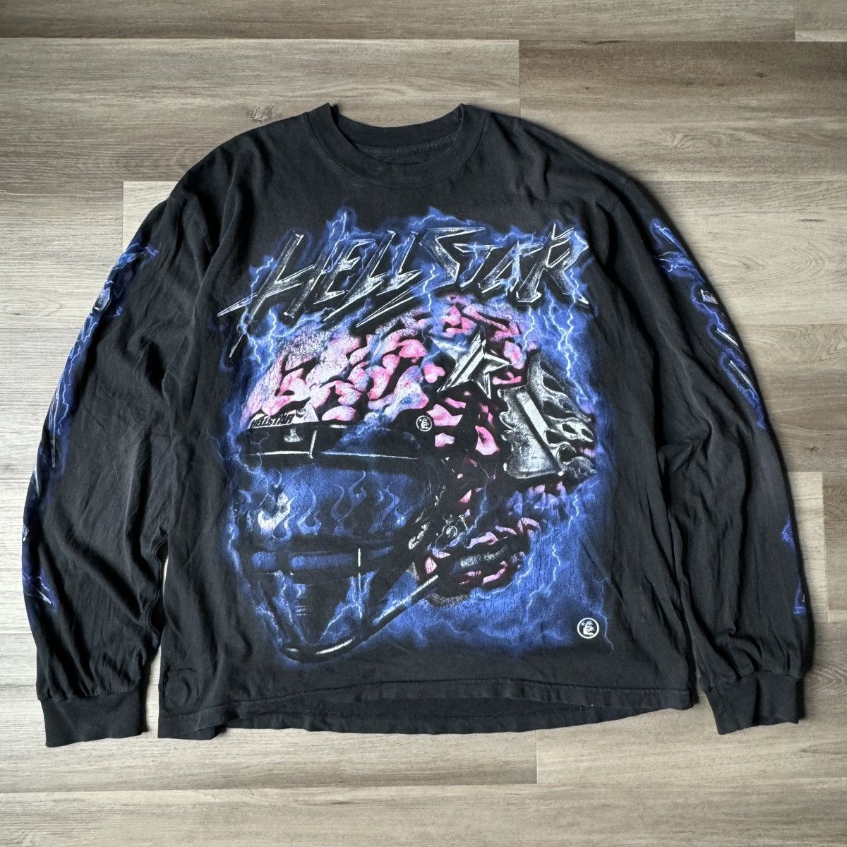 image of Hellstar Brain Helmet L/s Shirt in Black, Men's (Size Large)