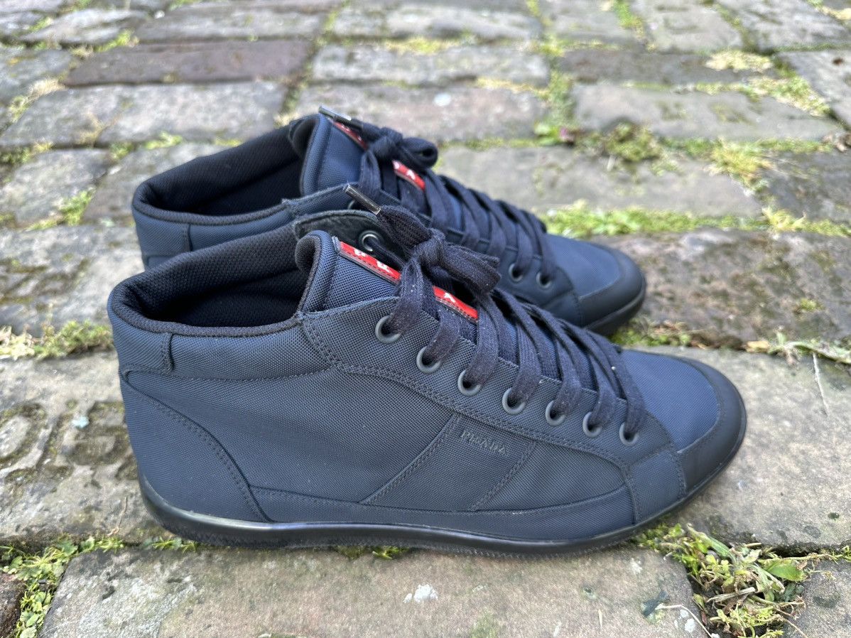 Prada 💫Prada💫(4T 3029) High Top Canvas Sneakers U.K-10.5/U.S-11.5 Size US 11.5 / EU 44-45 - 3 Thumbnail