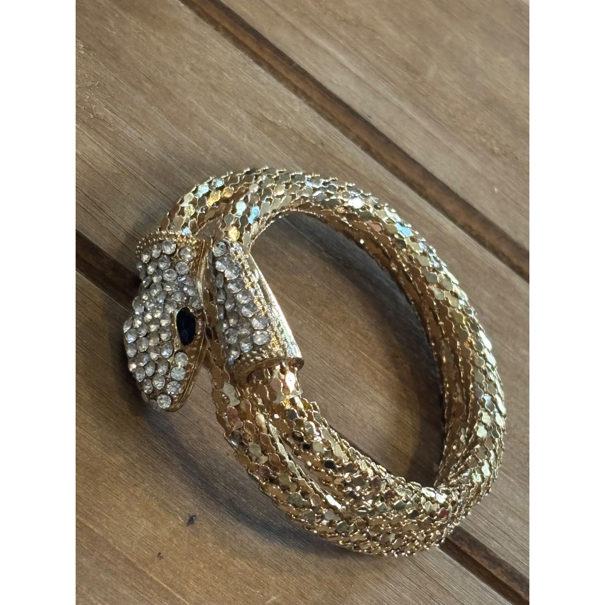 Other Gold Snake-Style Rhinestone Wrap Bracelet Size ONE SIZE - 10 Thumbnail