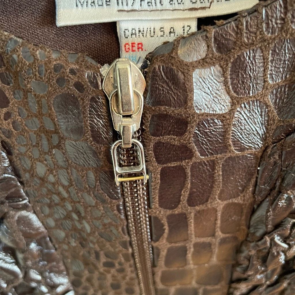 Joseph Ribkoff Joseph Ribkoff Womens Jacket 12 Veston Crinkle Brown Faux Sn Size XL / US 12-14 / IT 48-50 - 5 Thumbnail