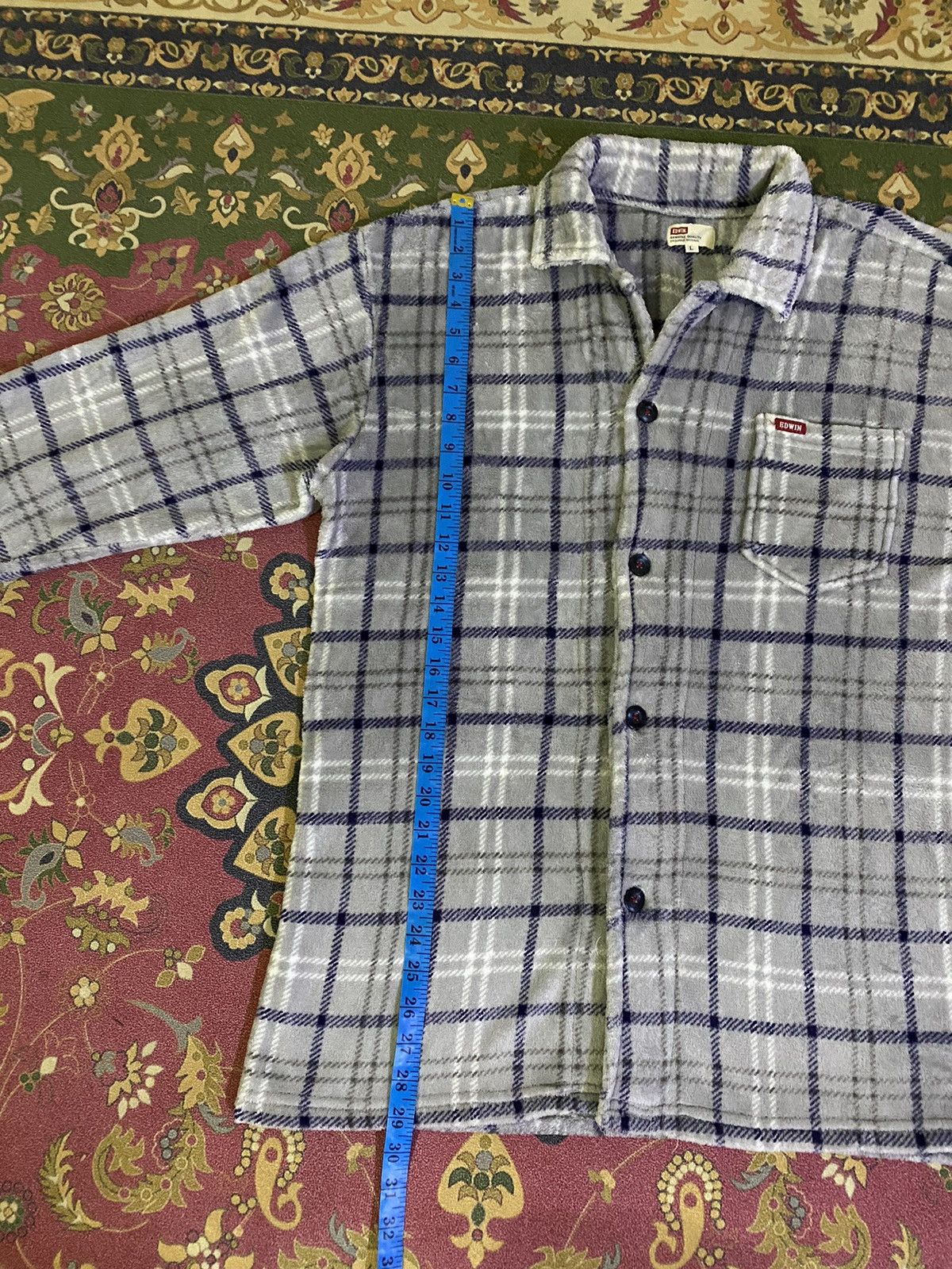 Edwin Vintage Edwin Single Pocket Button Up Flannel Fleece Size US L / EU 52-54 / 3 - 9 Thumbnail