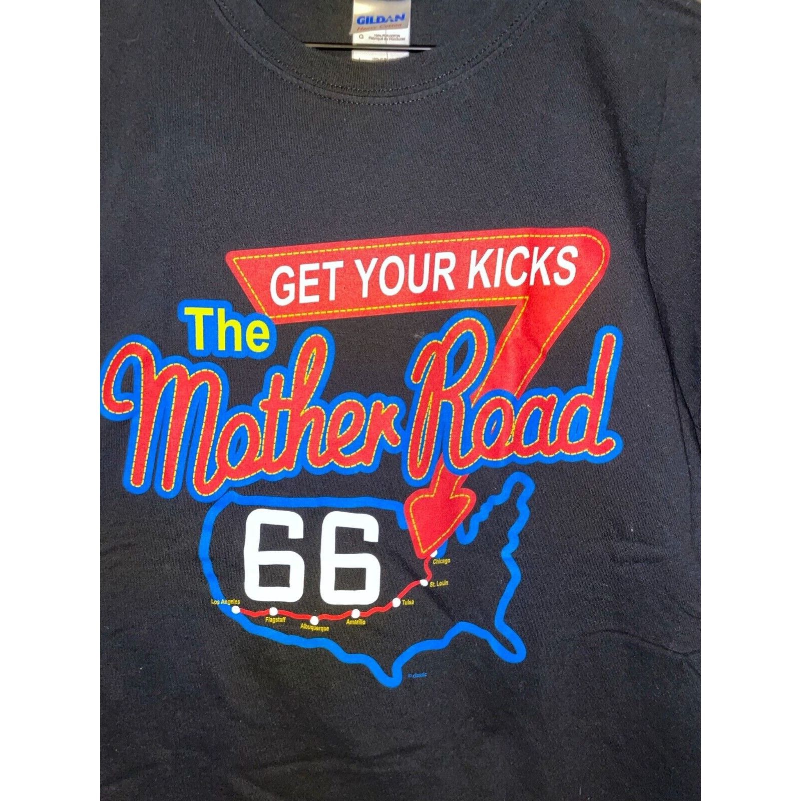 Gildan Route 66 Shirt Get Your Kicks Mother Road USA Black L Tee Size US L / EU 52-54 / 3 - 2 Thumbnail