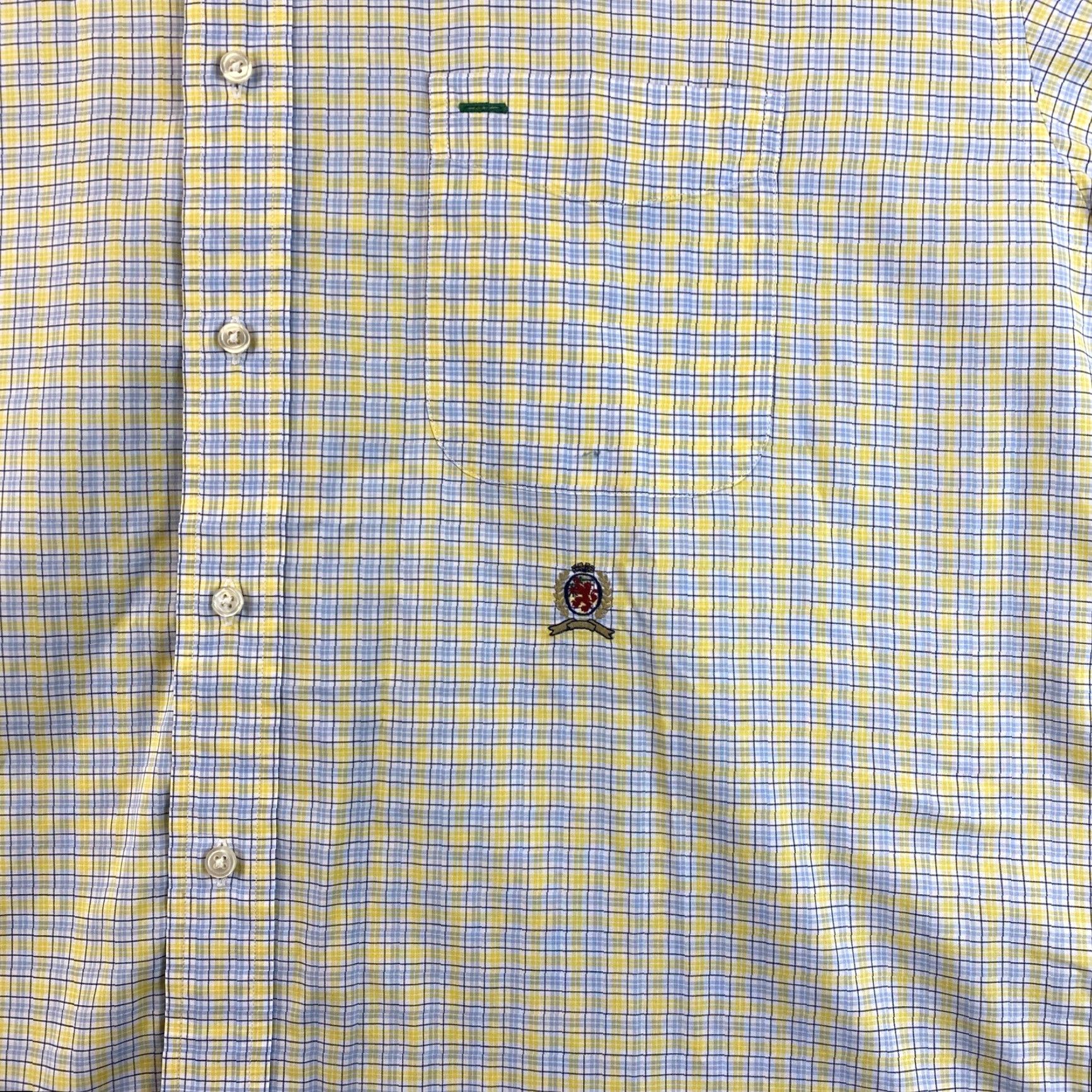 Tommy Hilfiger Tommy Hilfiger Dress Shirt Yellow Short Sleeve XL 46-38 Plaid Pocket Classic Fit Mens Size US XL / EU 56 / 4 - 2 Thumbnail