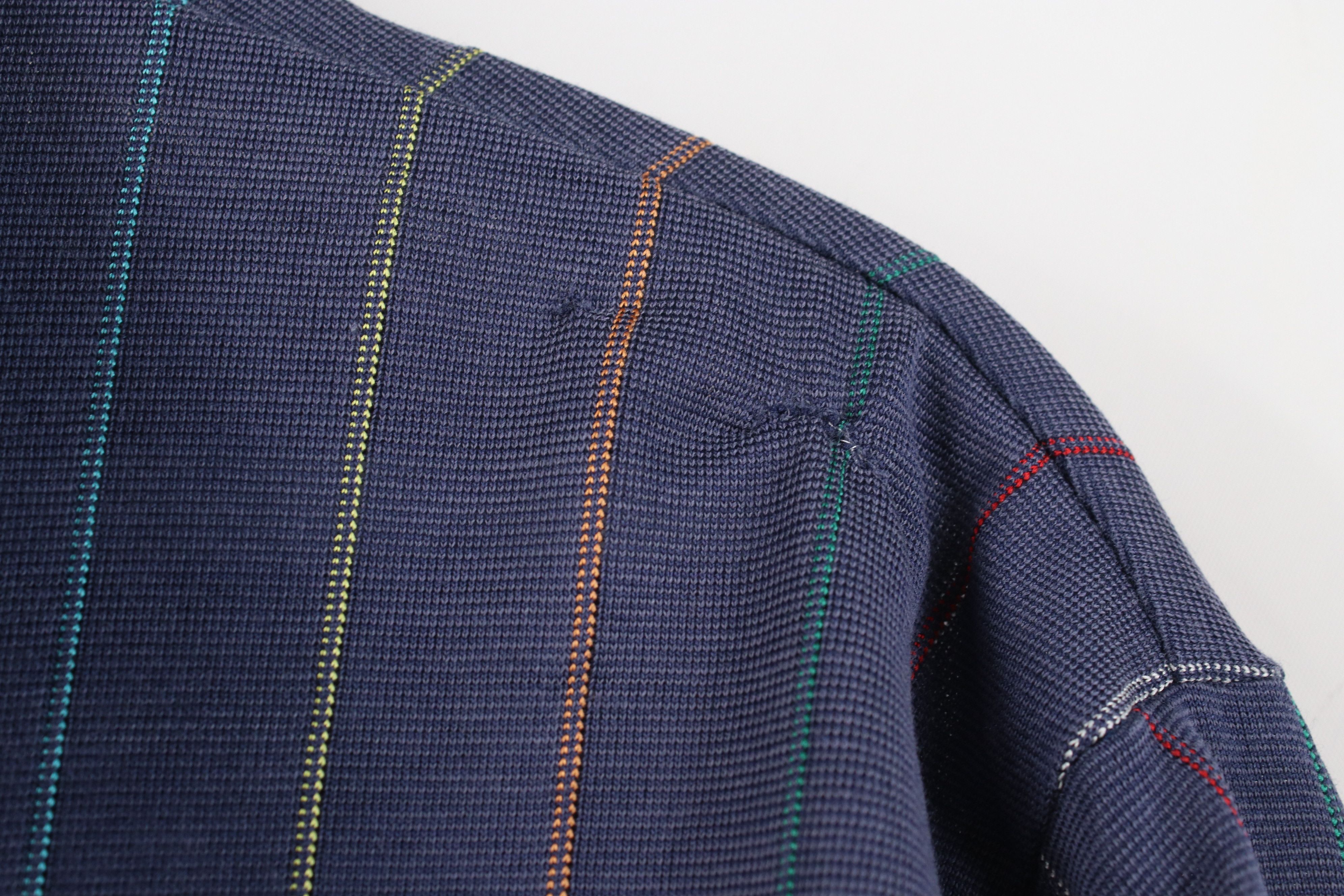 Vintage Vintage 70s 80s Streetwear Thin Rainbow Striped Knit Polo Size US L / EU 52-54 / 3 - 4 Thumbnail