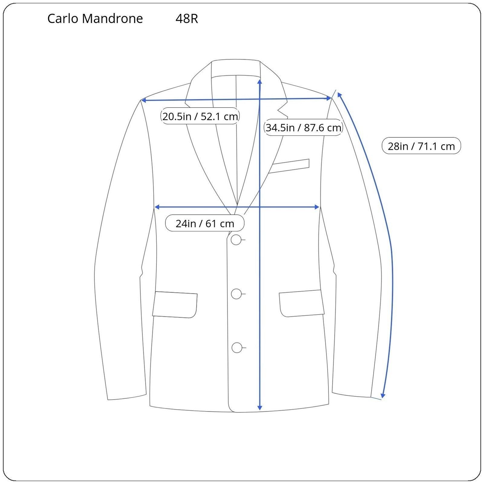 Other Carlo Mandrone Mens Grey 3-Button Blazer Sport Coat 48R Size 48R - 8 Thumbnail