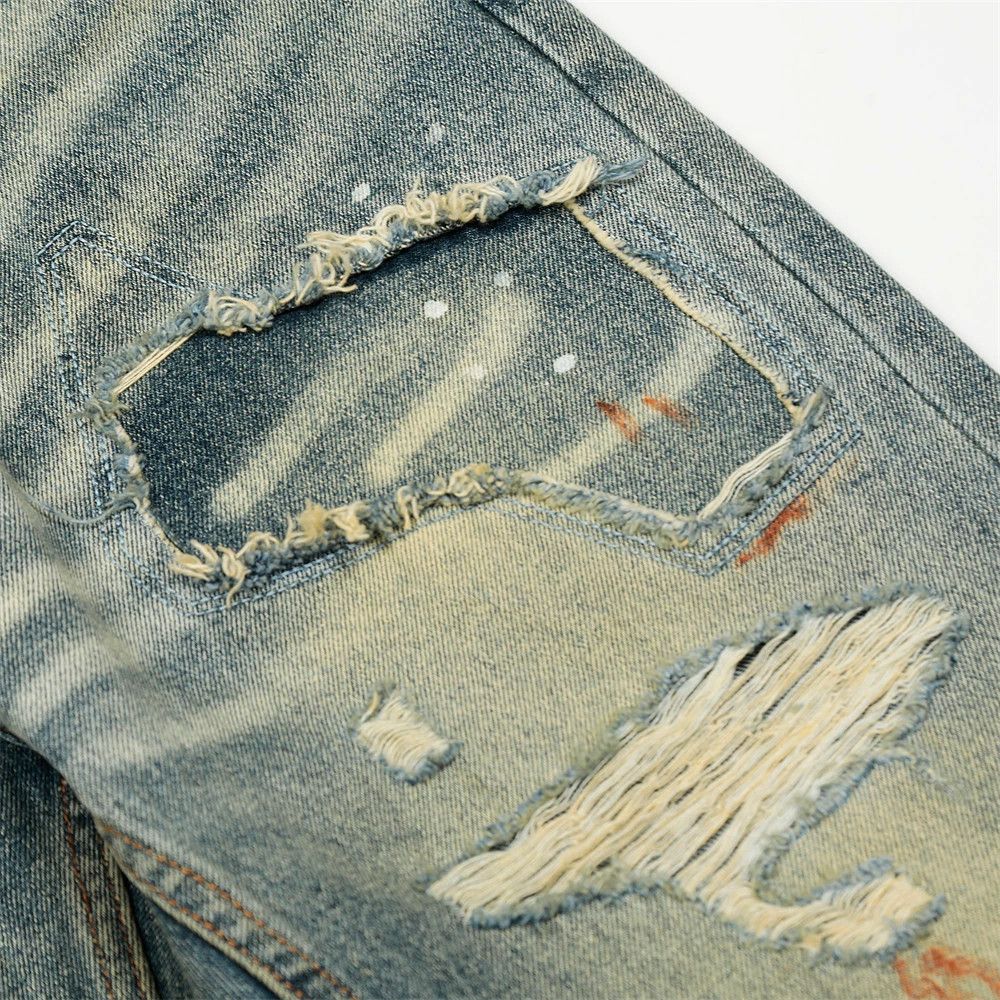 Vintage Men's distressed ink-splashed punk ripped washed jeans Size US 32 / EU 48 - 4 Thumbnail