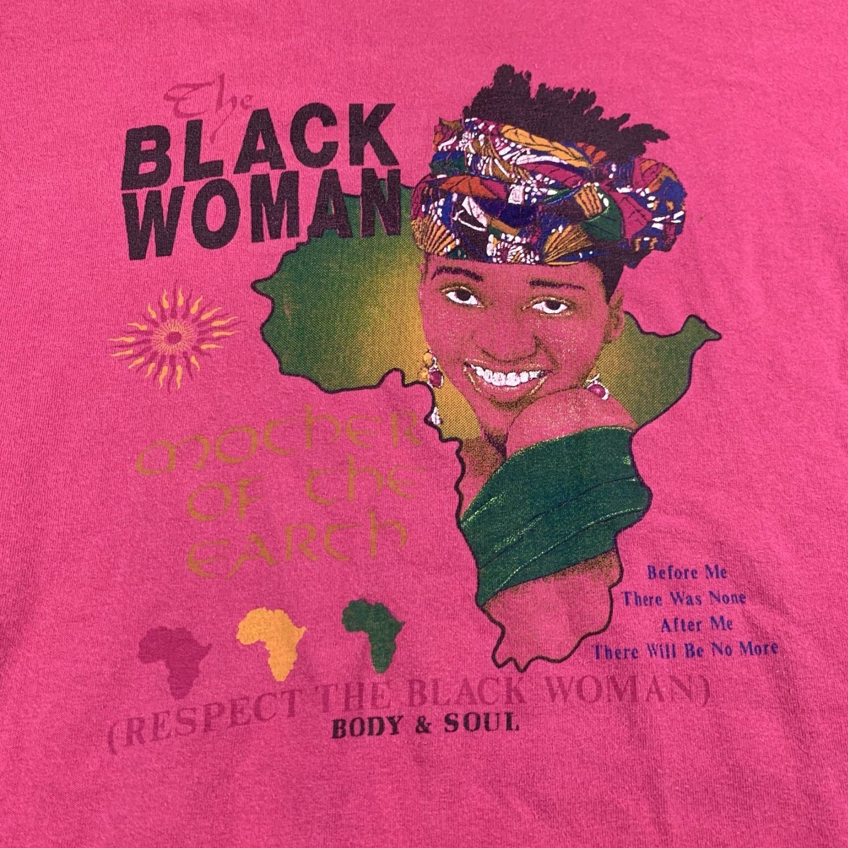 Hanes VINTAGE Hanes The Black Woman Mother Of The Earth Shirt Womens One Size Pink 90s Y2K Shirt Size ONE SIZE - 2 Thumbnail