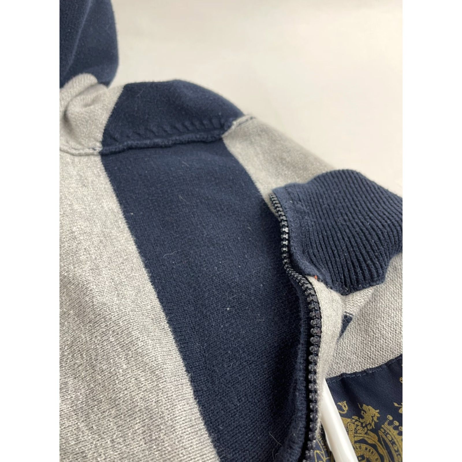 Nautica Nautica Sweater Men XL Navy Blue Gray Stripe Embroidered Patch Runs Small Size US XL / EU 56 / 4 - 5 Thumbnail
