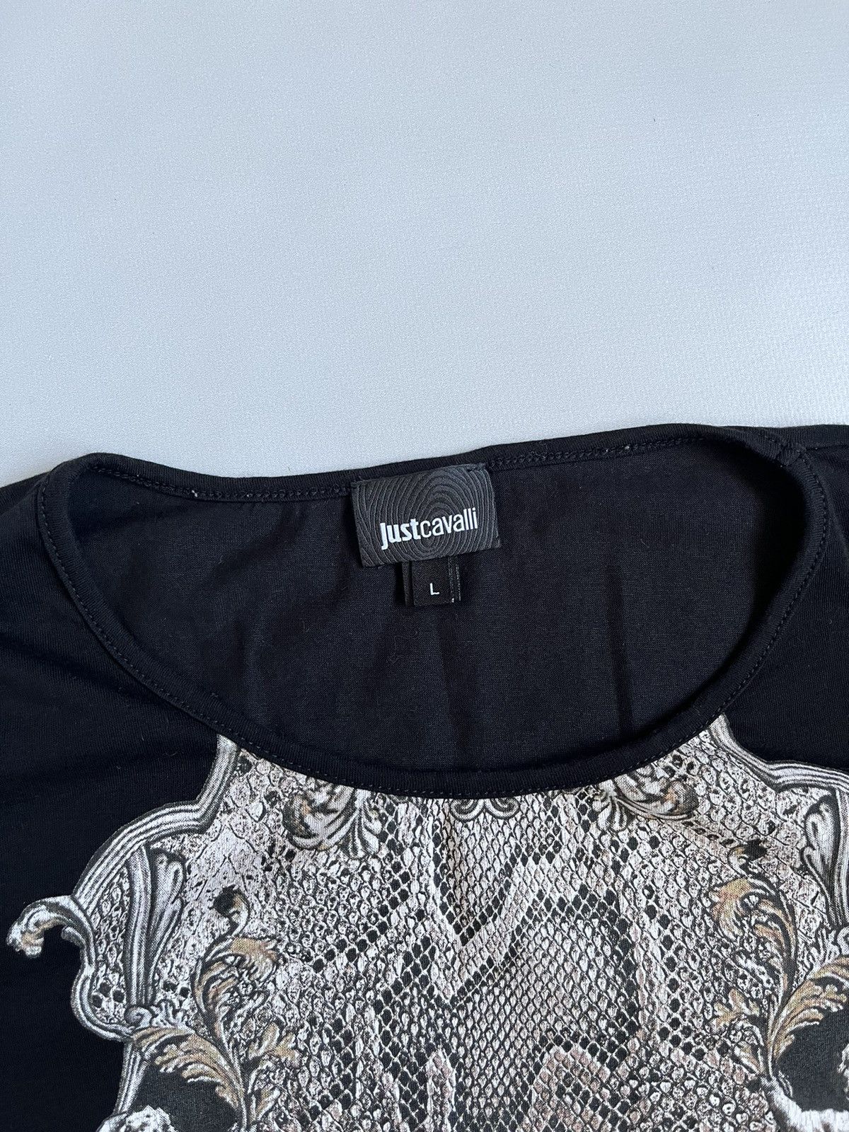 Just Cavalli Just Cavalli Women Black Snake Print Short Sleeve T-shirt Size M / US 6-8 / IT 42-44 - 2 Thumbnail
